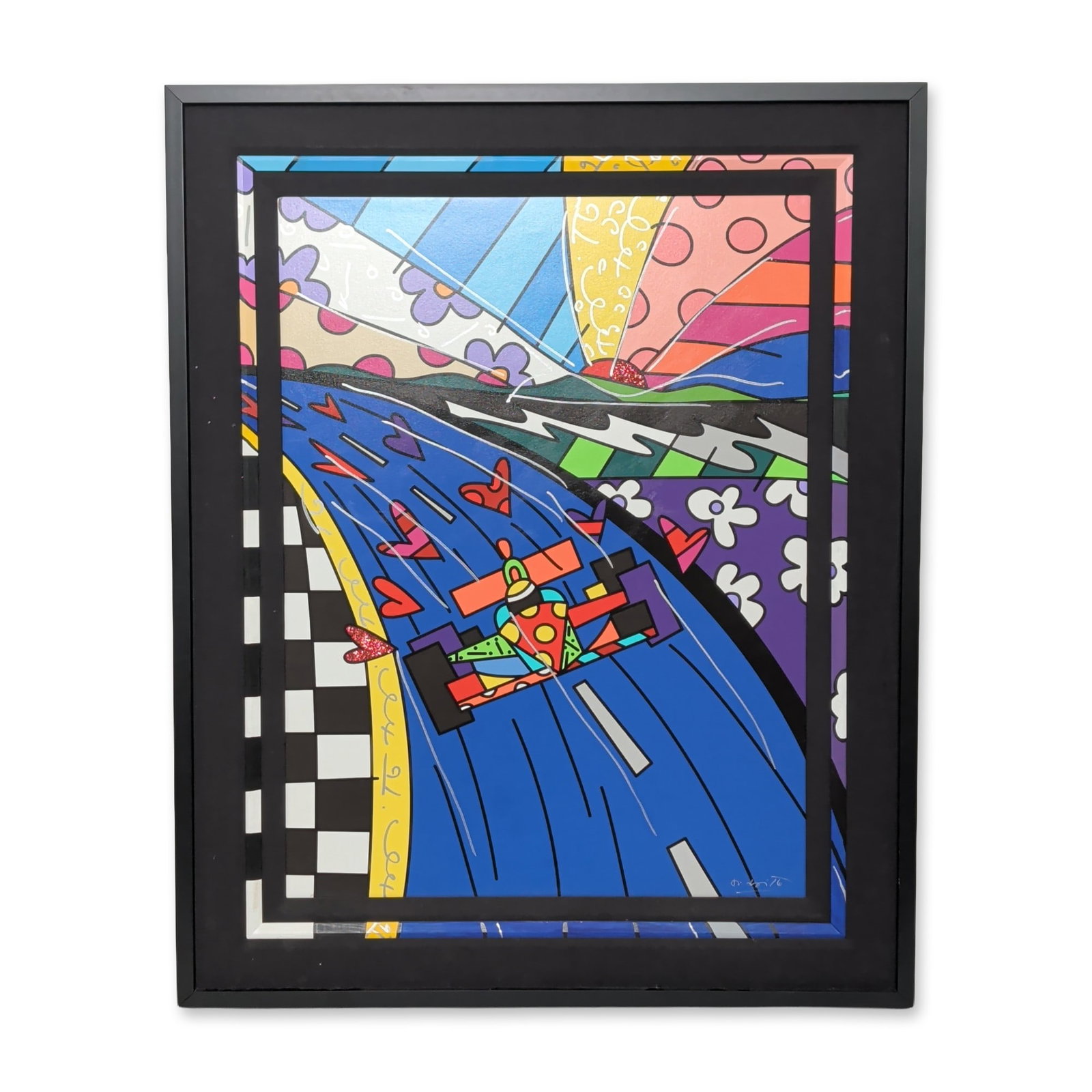 Romero Britto (Brazilian, b. 1963), Giclee on Canvas, Race Car, Signed & Numbered w/ COA (1 of 7)