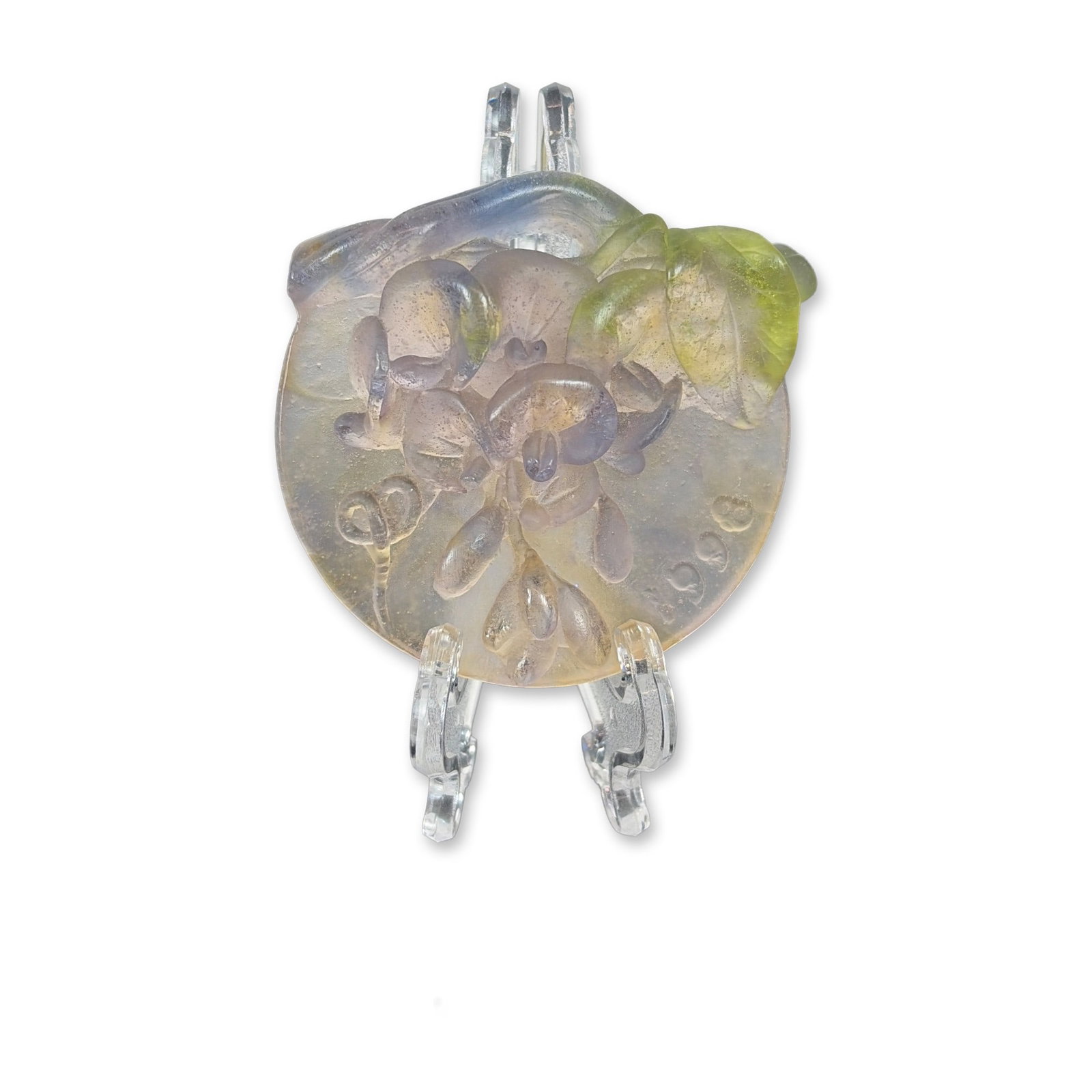 Daum France Pate de Verre Wisteria Crystal Medallion (1 of 3)