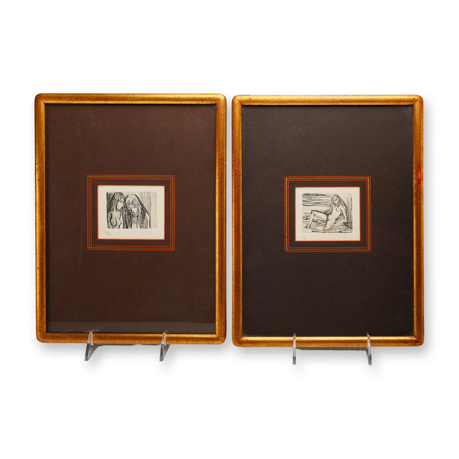 2pc Sudre, Figurative Etchings on Paper (1 of 4)