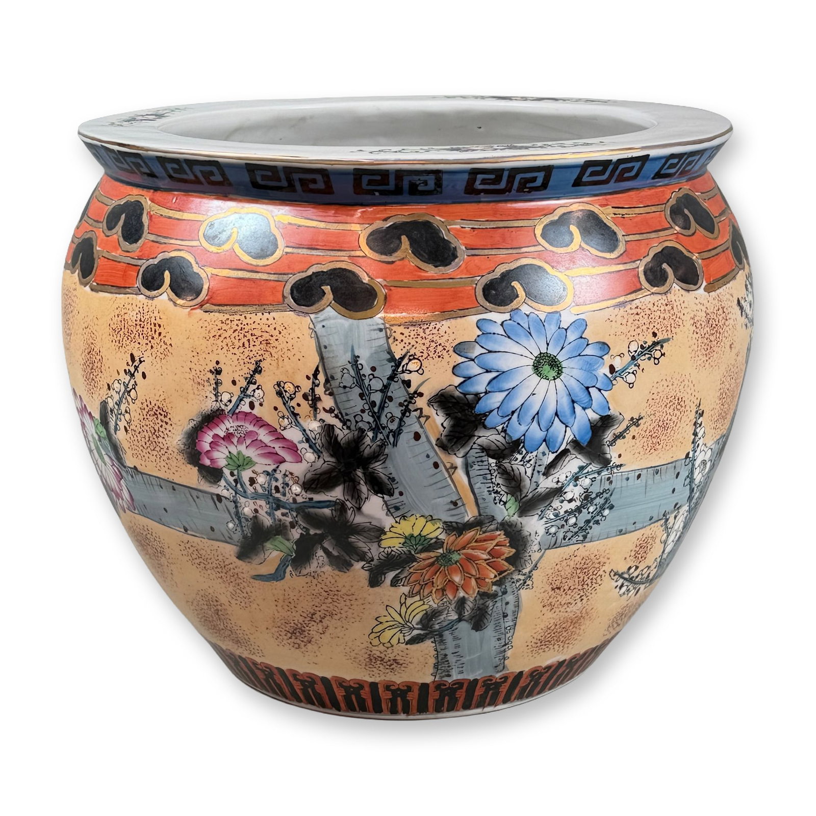 Chinese Famille Rose Style Porcelain Fishbowl Planter (1 of 6)