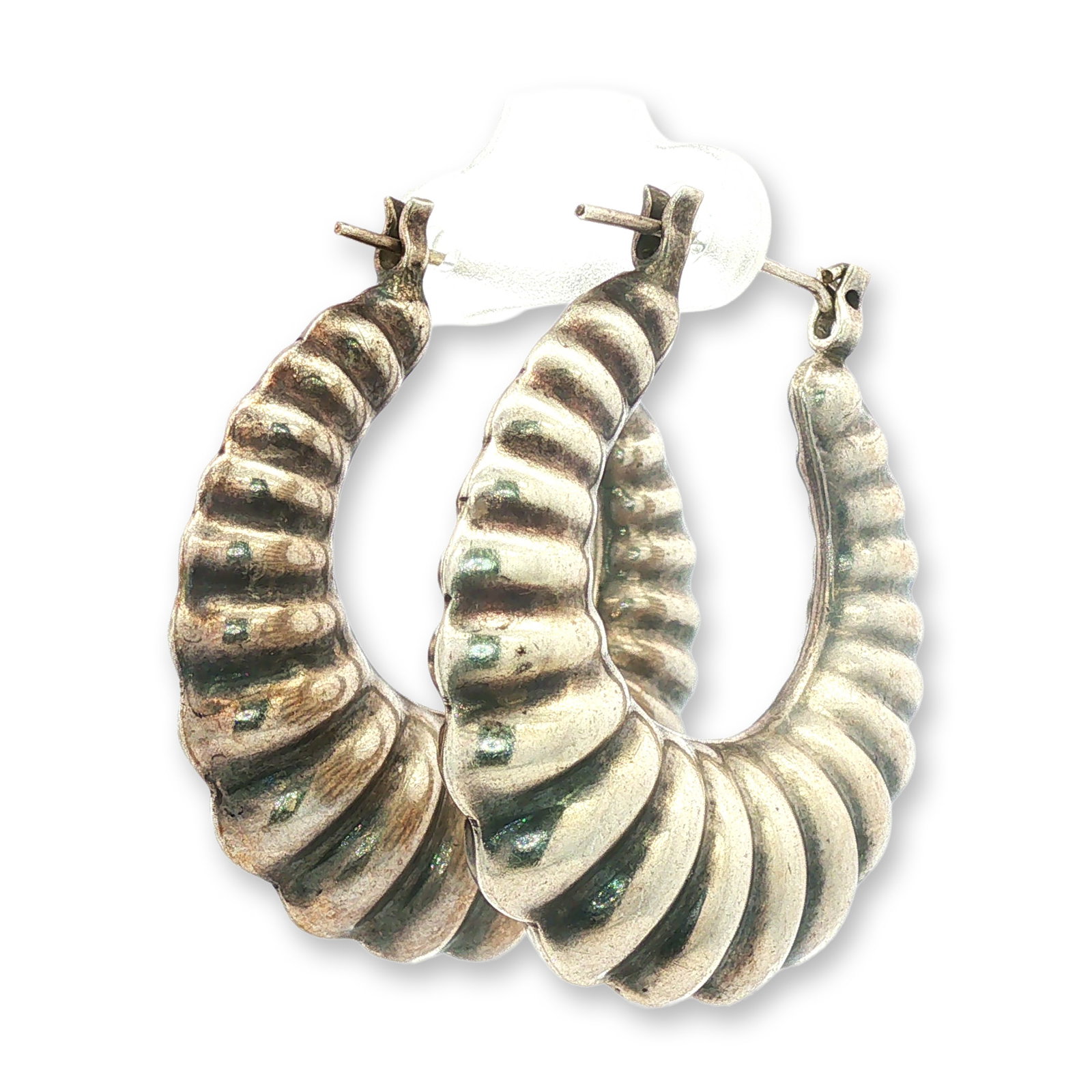 Sterling Silver Puff Hoop Earrings (1 of 4)