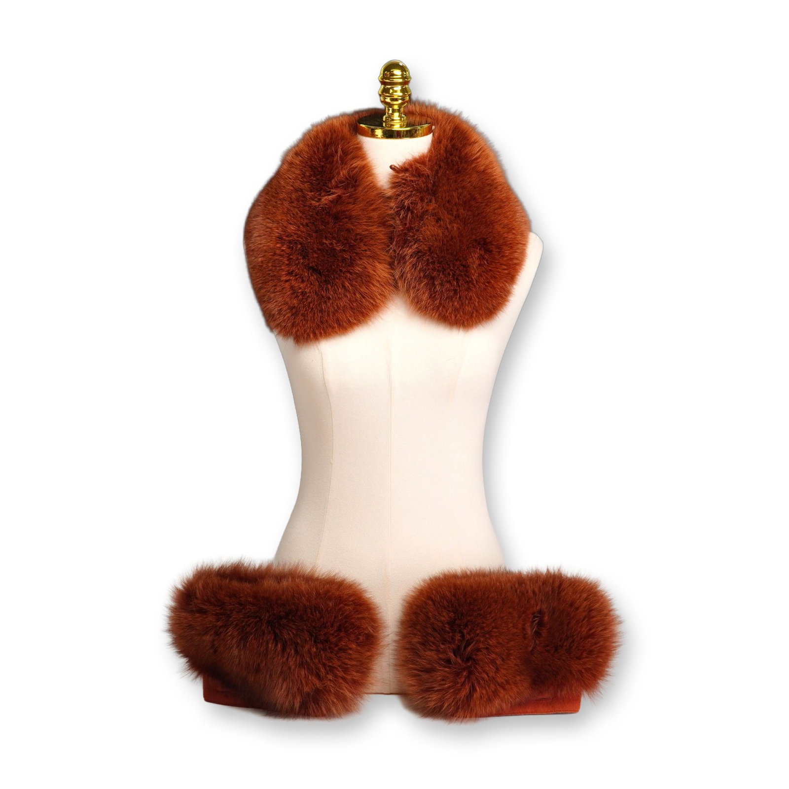 3pc Red Fox Fur Cuffs and Shoulder Warmer (1 of 4)