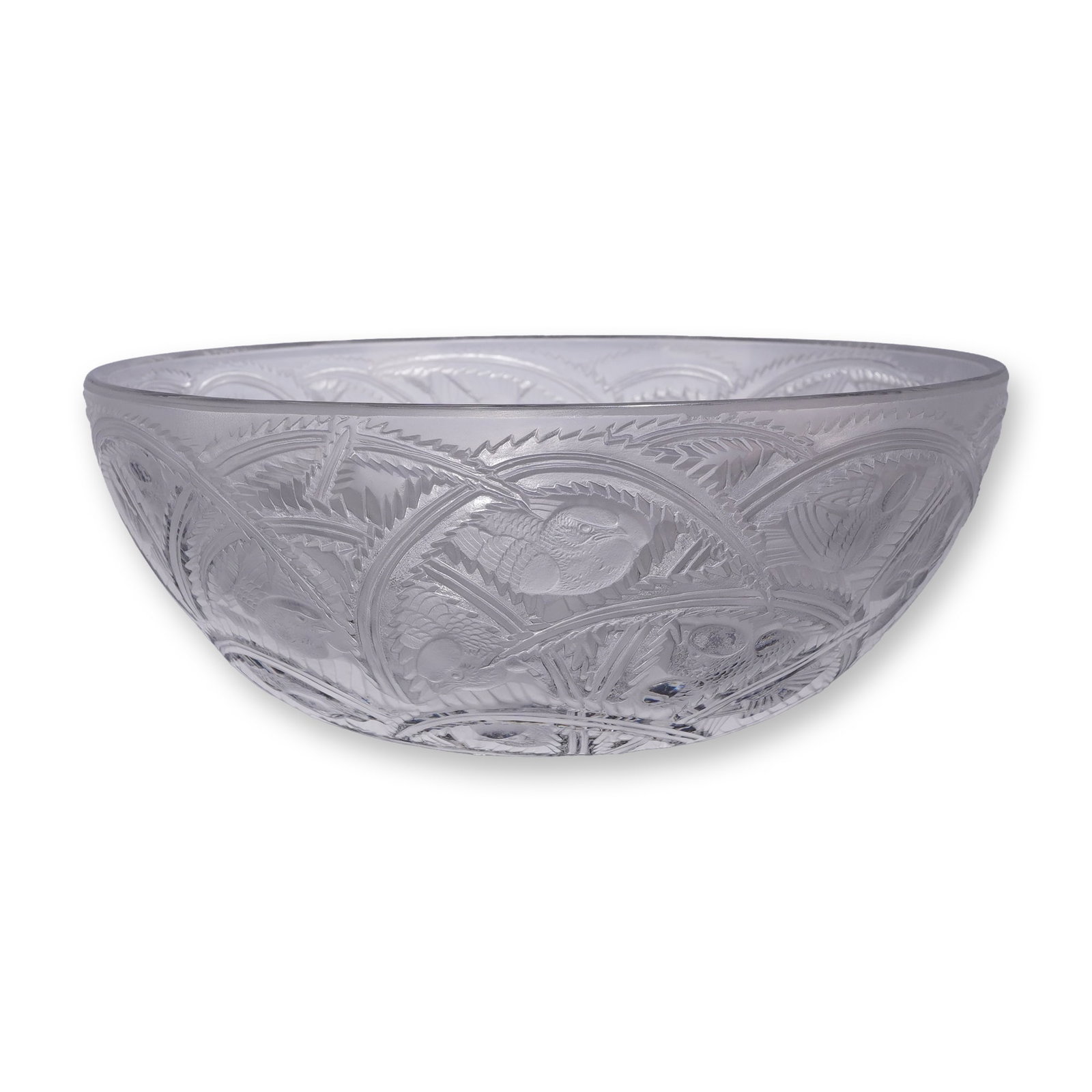 Lalique France Pinsons Frosted Glass Bowl (1 of 4)