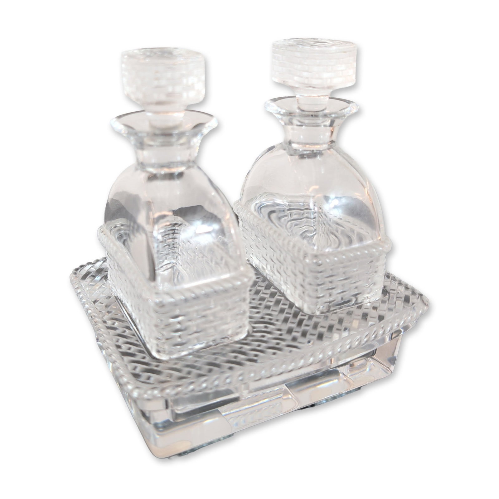 3pc Lalique France Crystal Bangkok Pattern Cruet Set (1 of 4)