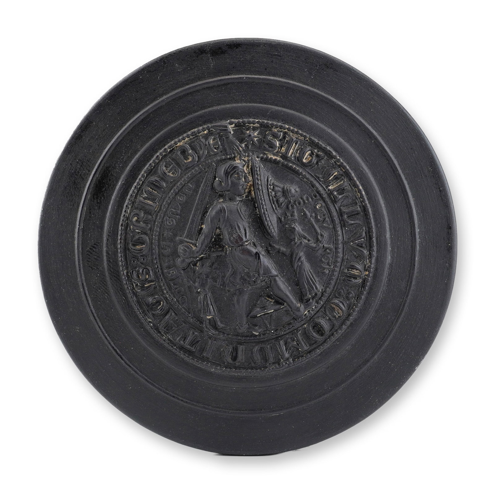 Wedgwood Black Basalt Medallion Depicting the Seal of Great Grimsby (1 of 5)