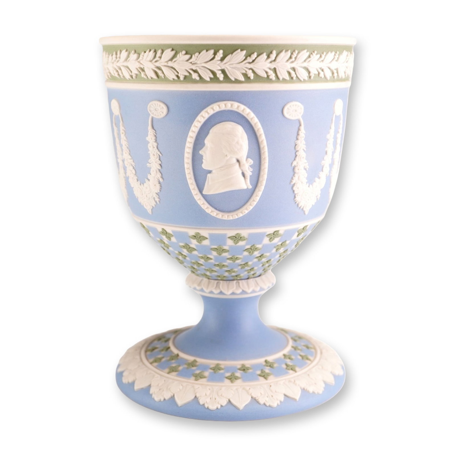Wedgwood Tri-Color Jasperware American Independence Bicentennial Diced Goblet (1 of 3)