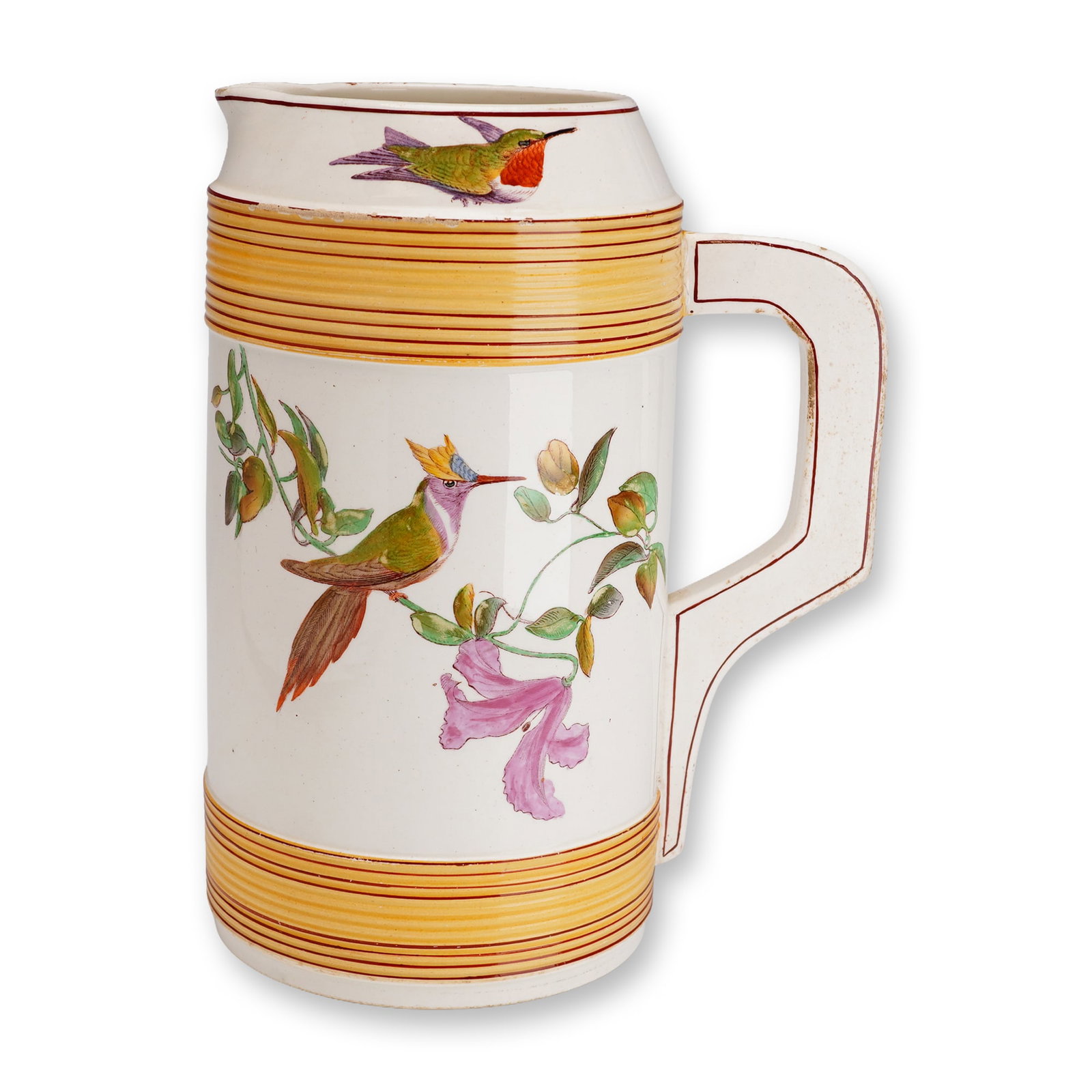 Victorian Wedgwood Aesthetic Movement Creamware Pitcher with Hummingbirds and Butterfly (1 of 3)
