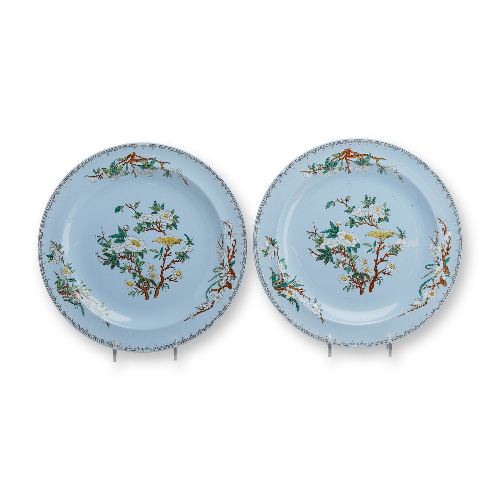 Pair of Wedgwood Pale Blue Earthenware Plates, Cuckoo (1 of 3)