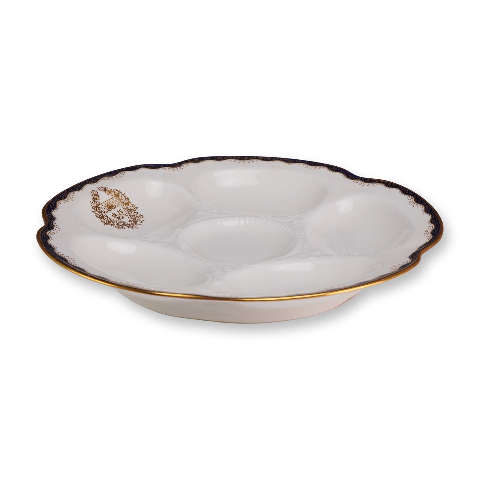 Wedgwood Gilded Cobalt Blue Crested Porcelain Oyster Plate (1 of 3)