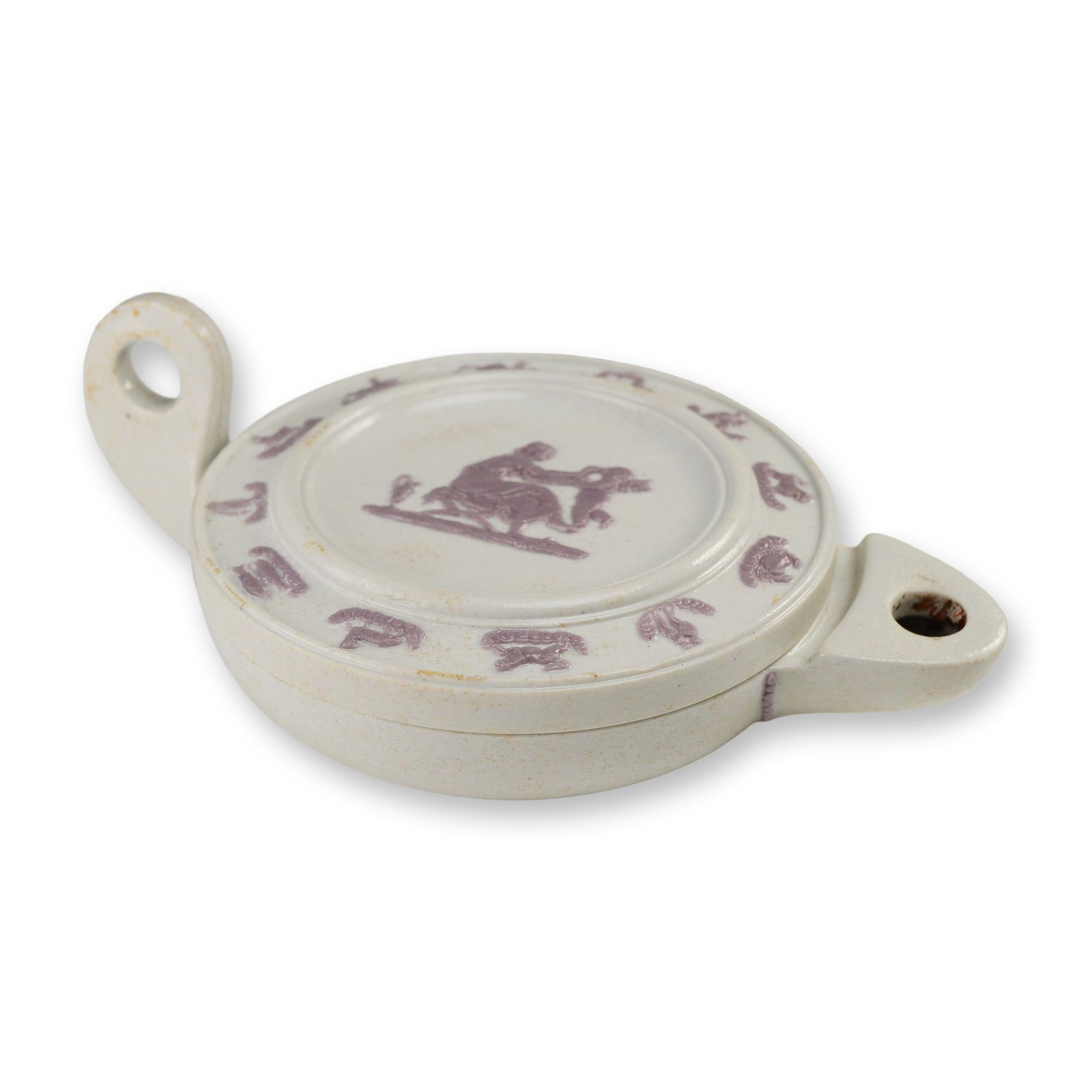 Wedgwood Smear-Glazed Stoneware Oil Lamp-Form Lidded Vessel (1 of 4)