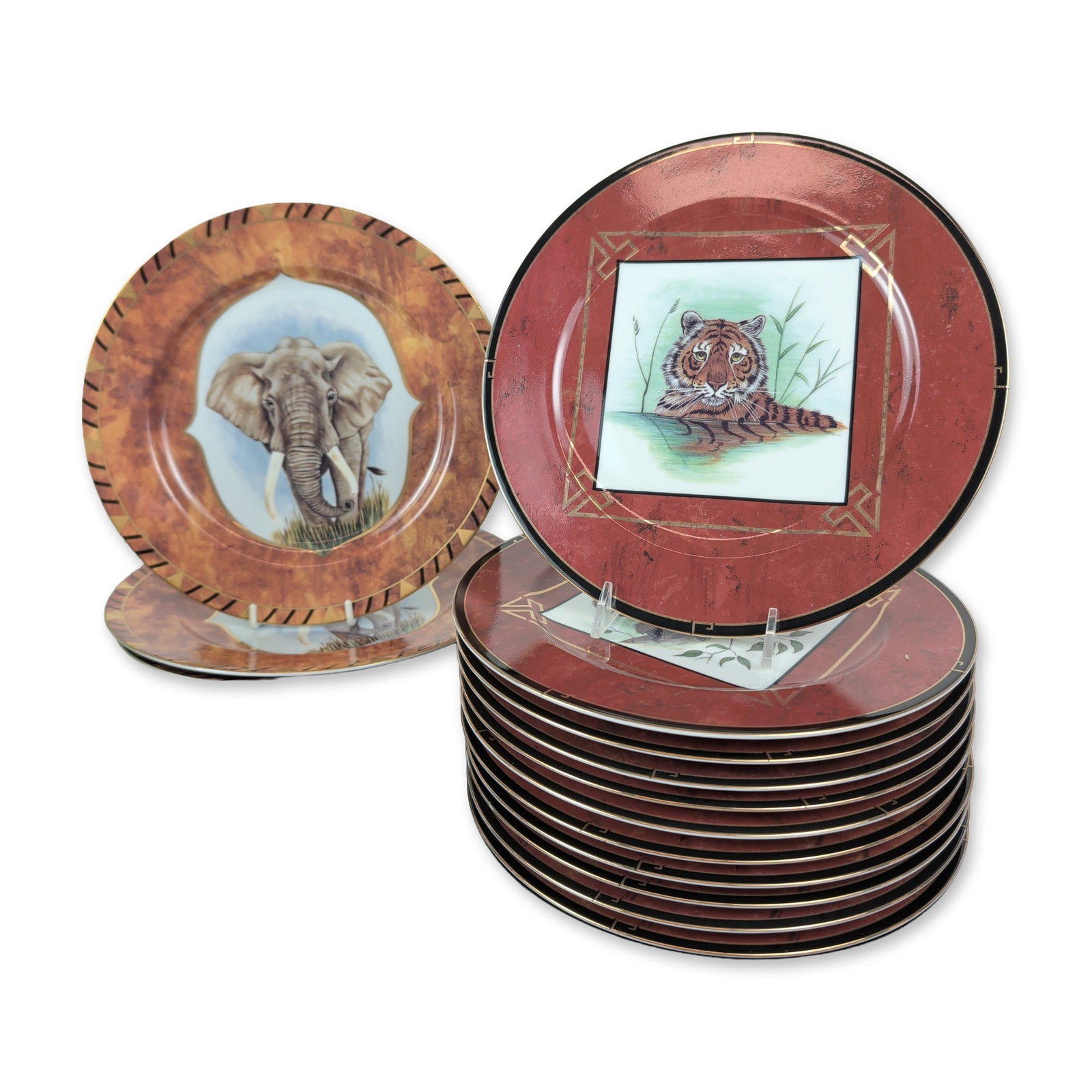 17pc Lynn Chase Porcelain Asian and African Animal Portrait Plate Collection (1 of 6)