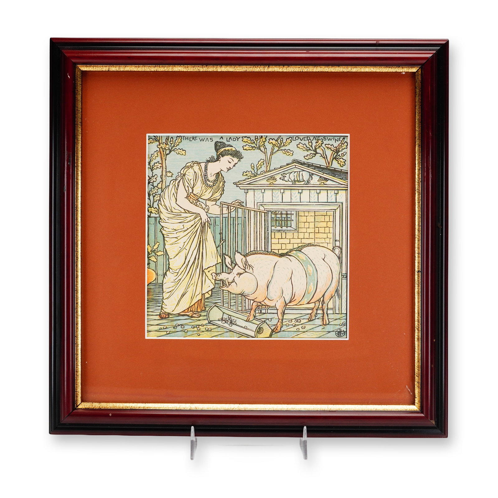 Walter Crane Framed Colored Woodblock Print, There Was a Lady Loved All Swine (1 of 3)
