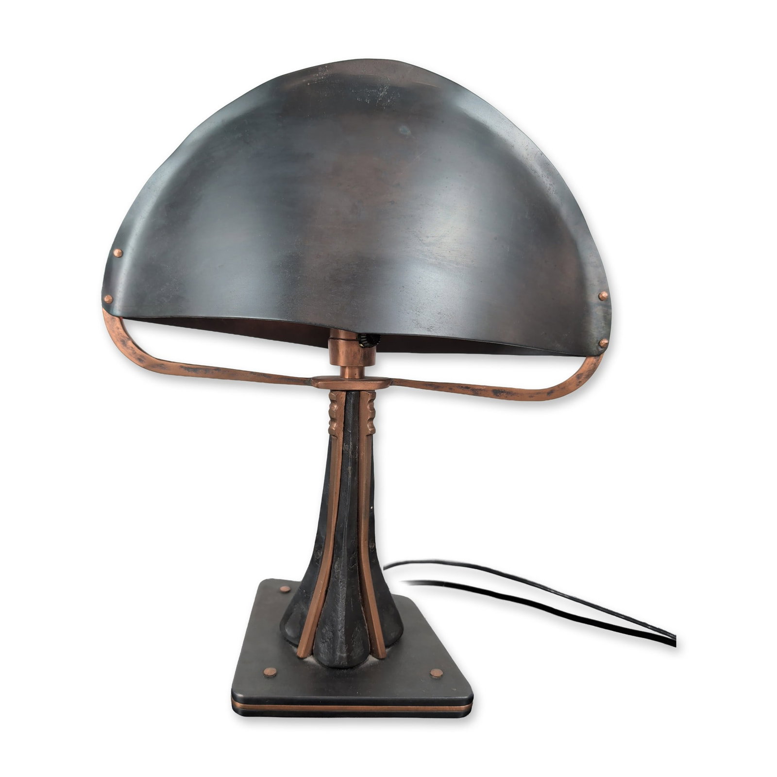 Art Deco Style Sculptural Steel and Copper Table Lamp (1 of 8)