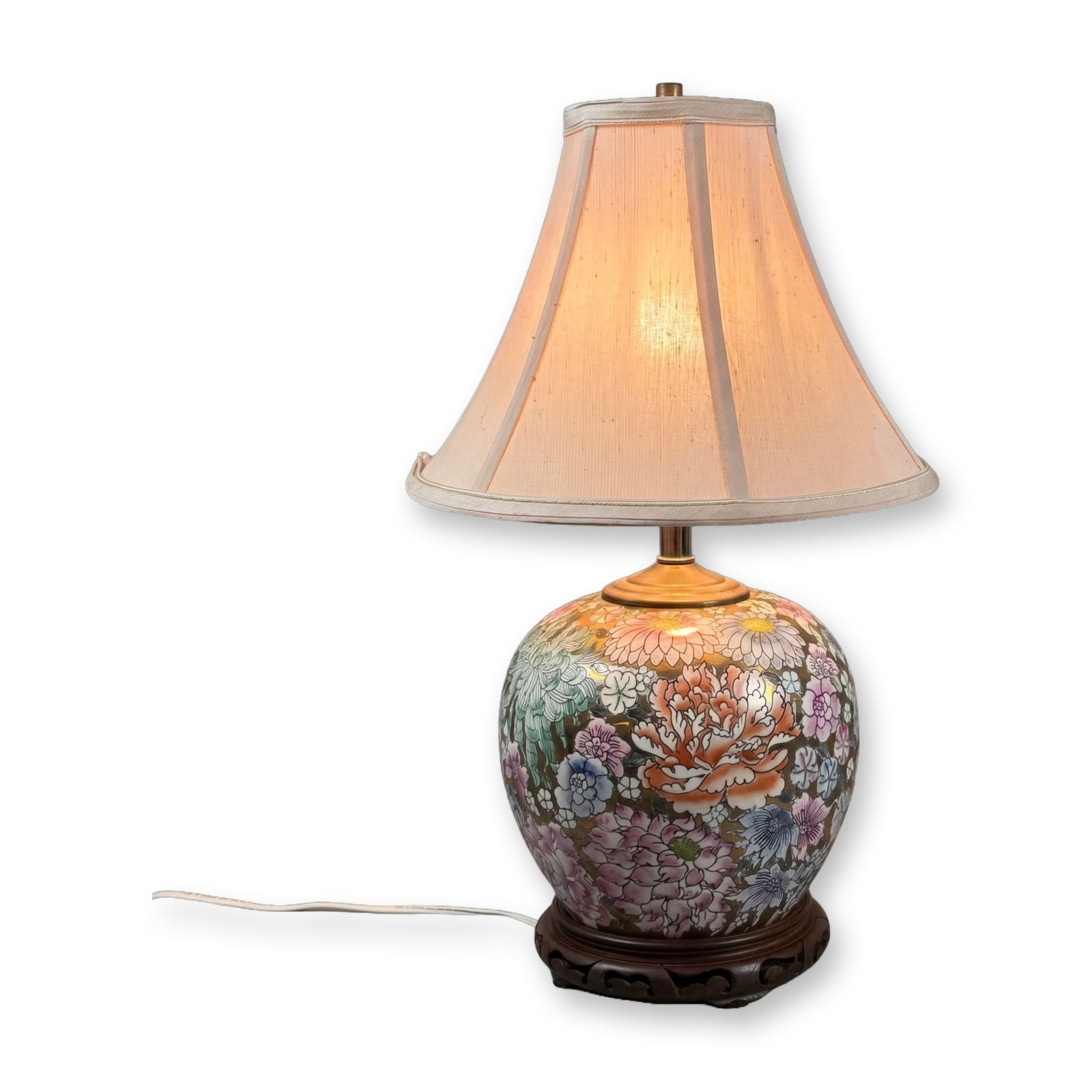 Chinese Millefleurs Porcelain Ginger Jar Table Lamp (1 of 5)