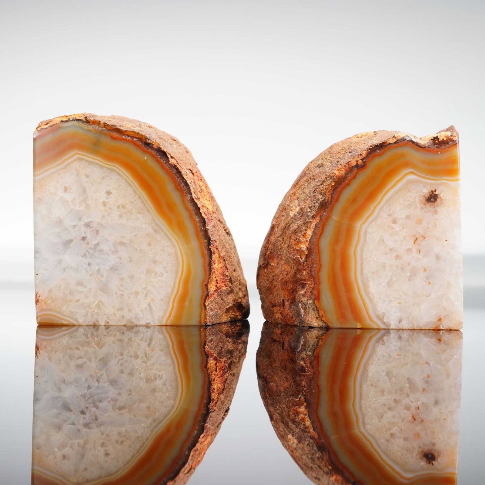 2pc Natural Agate Geode Bookends - 2