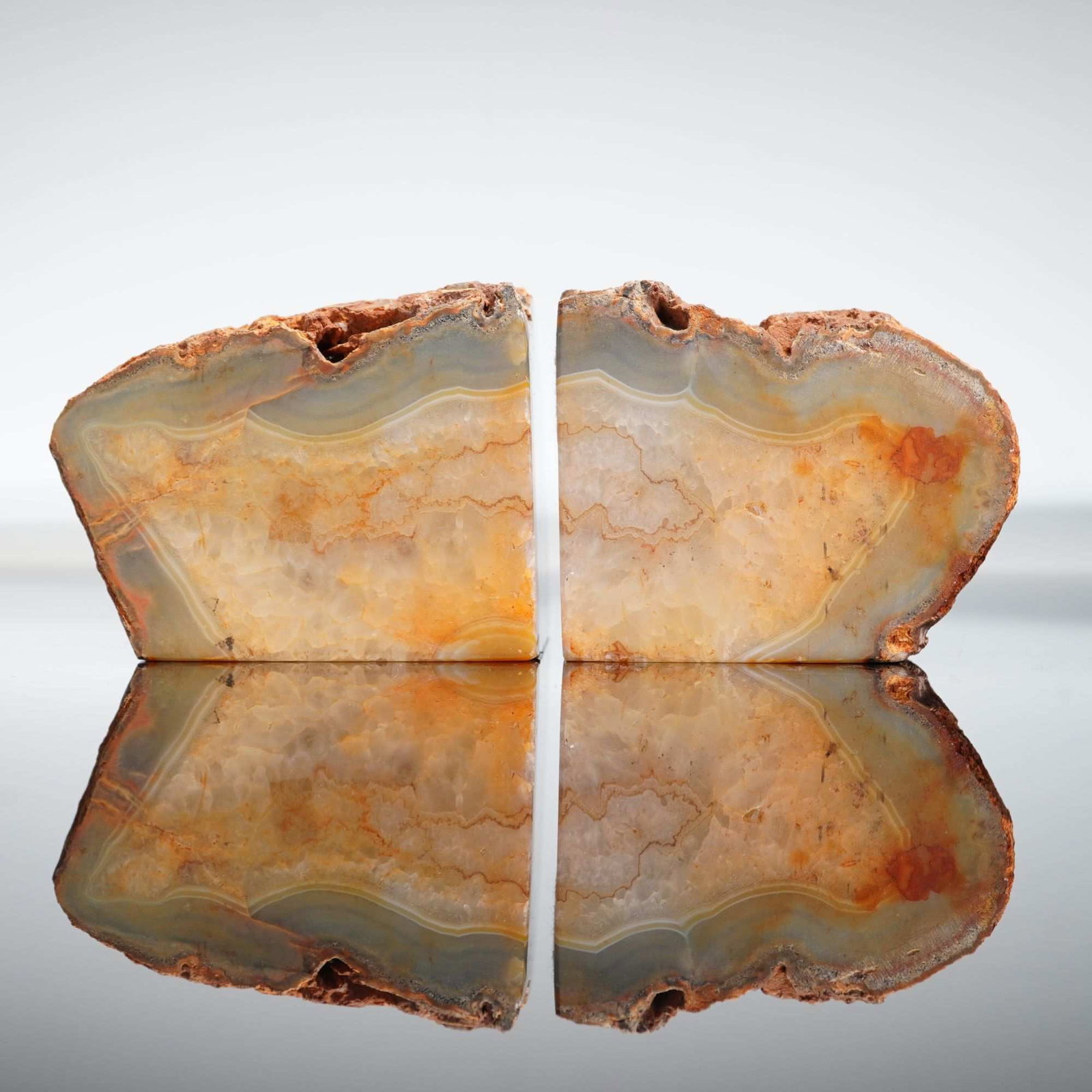 2pc Natural Agate Geode Bookends - 5
