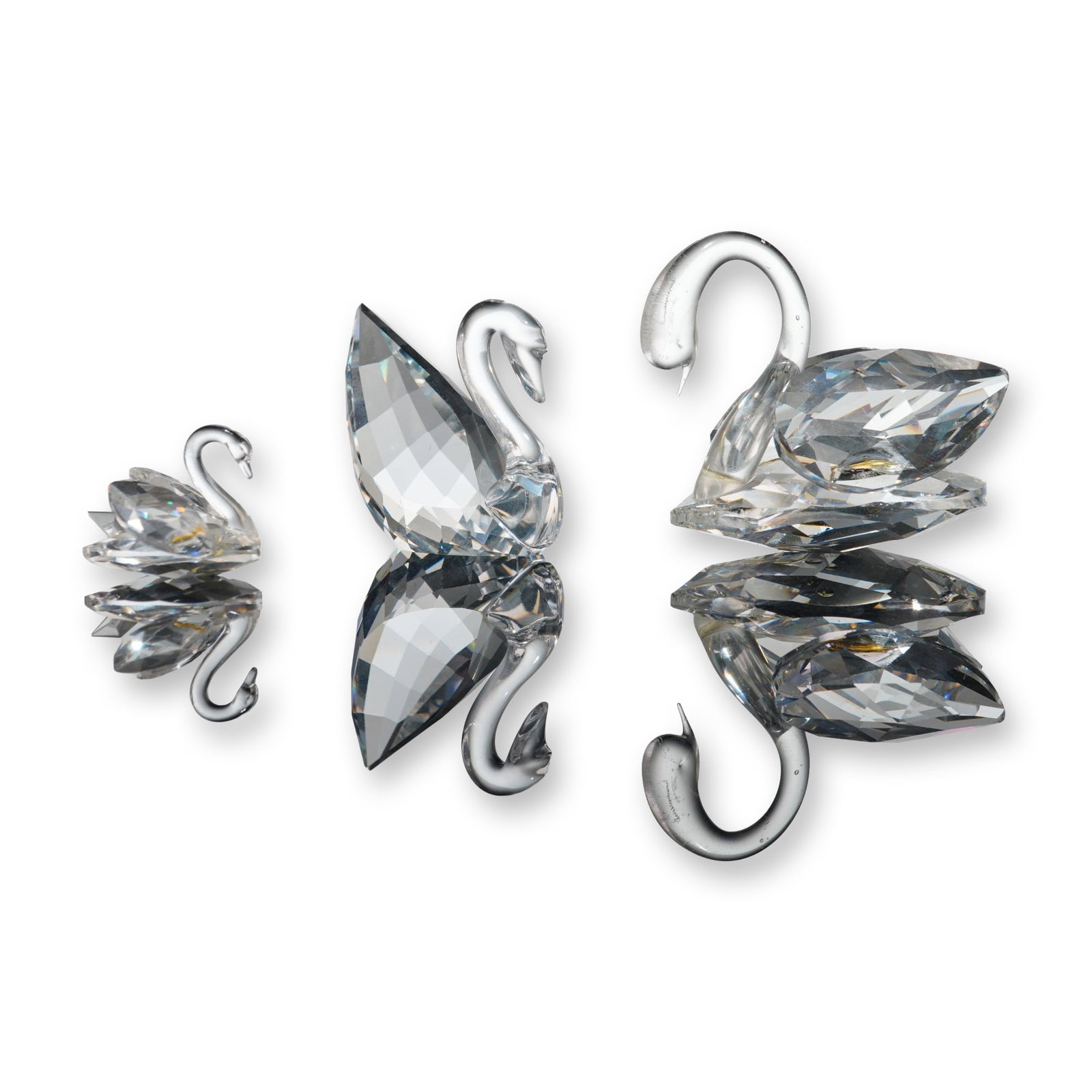 3pc Swarovski Silver Crystal Swan Figurines (1 of 5)