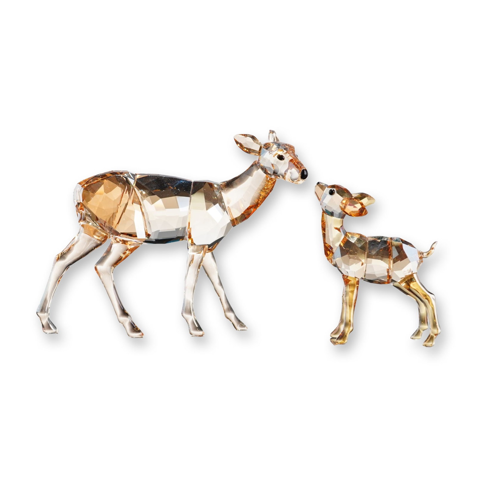 Swarovski Crystal Figurines Set, Golden Shadow Doe and Fawn (1 of 5)