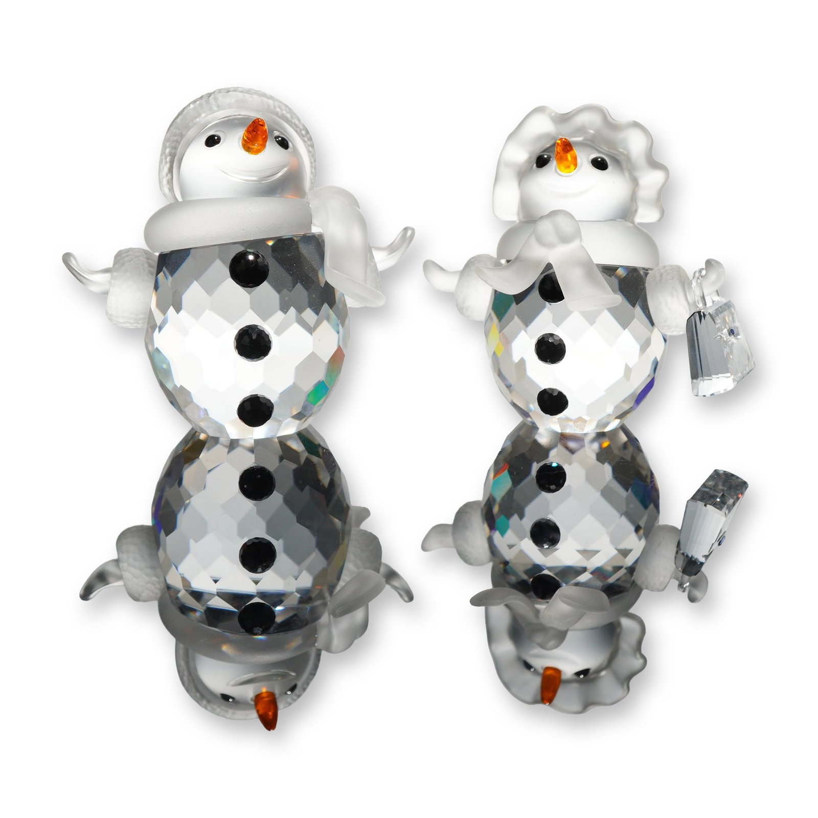 Two Swarovski Crystal Figurines, Snowman and Snowwoman (1 of 5)