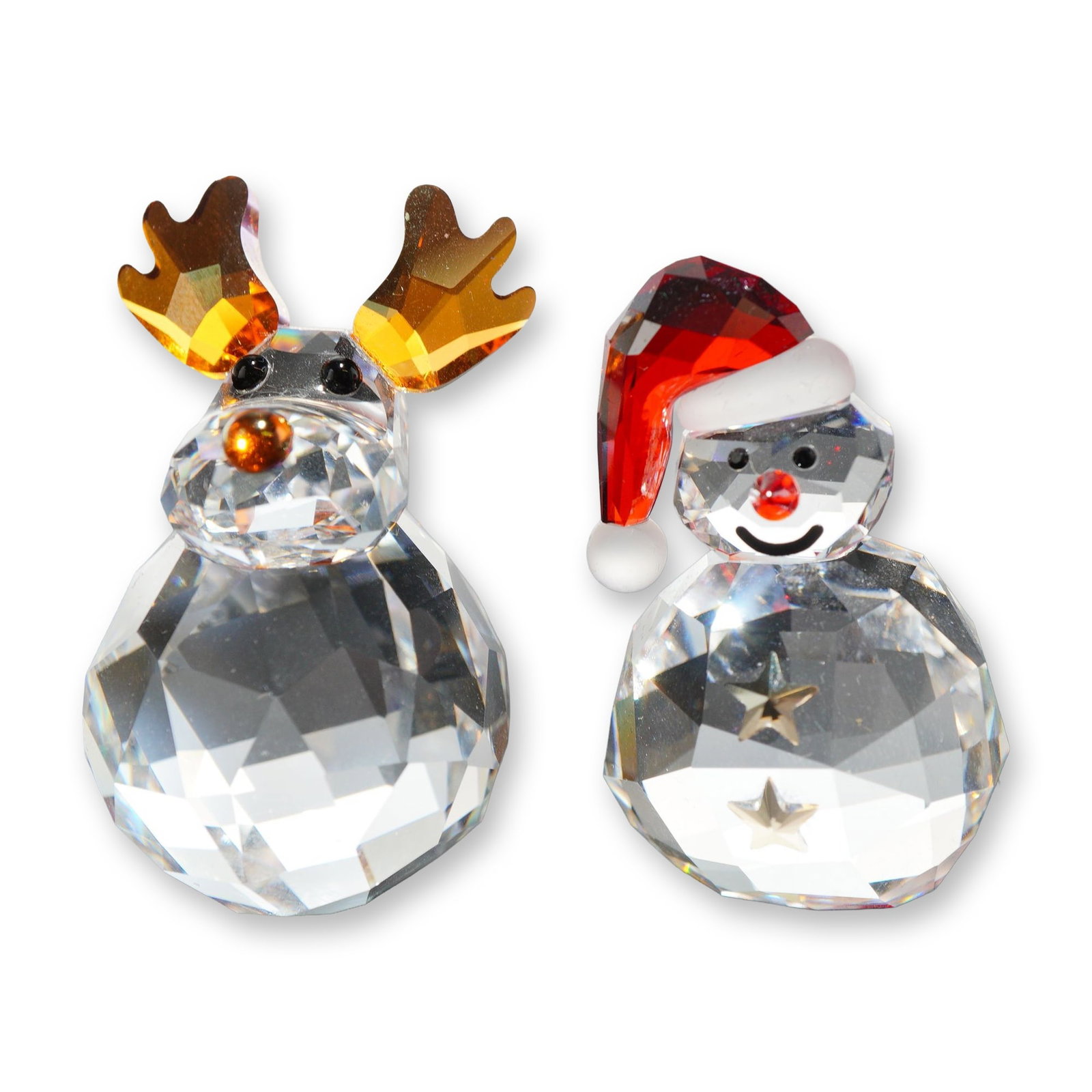 Two Swarovski Crystal Holiday Figurines, Snowman and Reindeer (1 of 4)