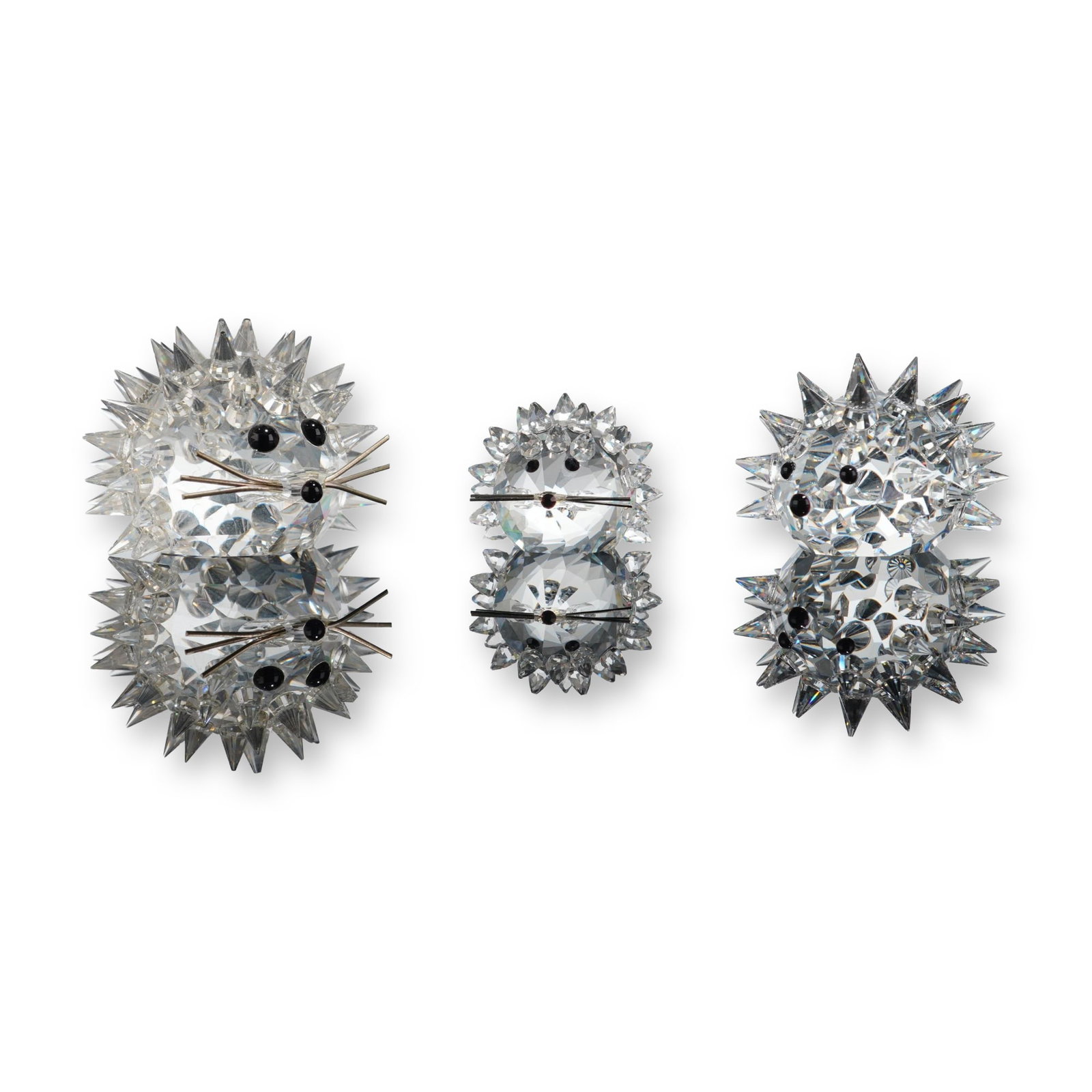 3pc Swarovski Silver Crystal Hedgehog Figurines (1 of 5)