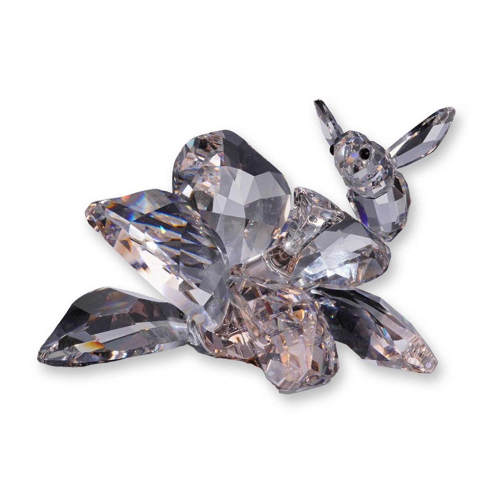 Swarovski Crystal 2007 SCS Anniversary Figurine, The Bee: Swarovski Crystal Society 2007 Jubilee Edition "The Collector" figurine, "Bee on Flower." Faceted clear lead crystal figurine depicting a honeybee with printed black eyes resting on a multi-petal flow