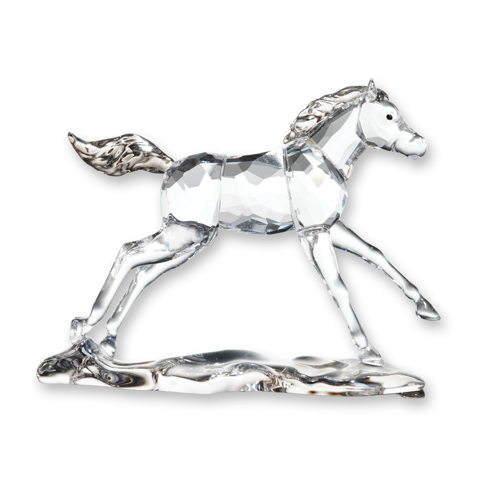 Swarovski Crystal 2014 Annual Edition Figurine, Esperanza: Produced as the 2014 SCS Annual Edition, depicting the Esperanza horse inspired by the Criollo breed of South America. Crafted in clear crystal with Crystal Satin mane and tail, set on a Crystal Silve