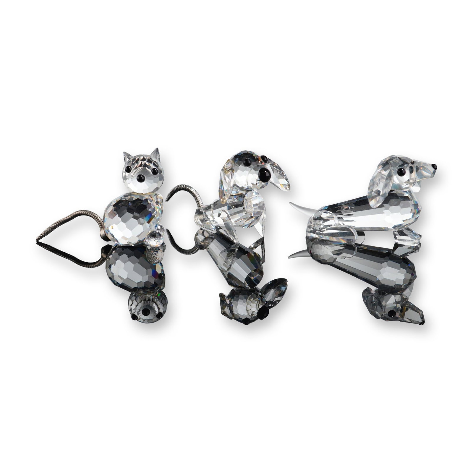 3pc Swarovski Silver Crystal Dog and Cat Figurines (1 of 5)