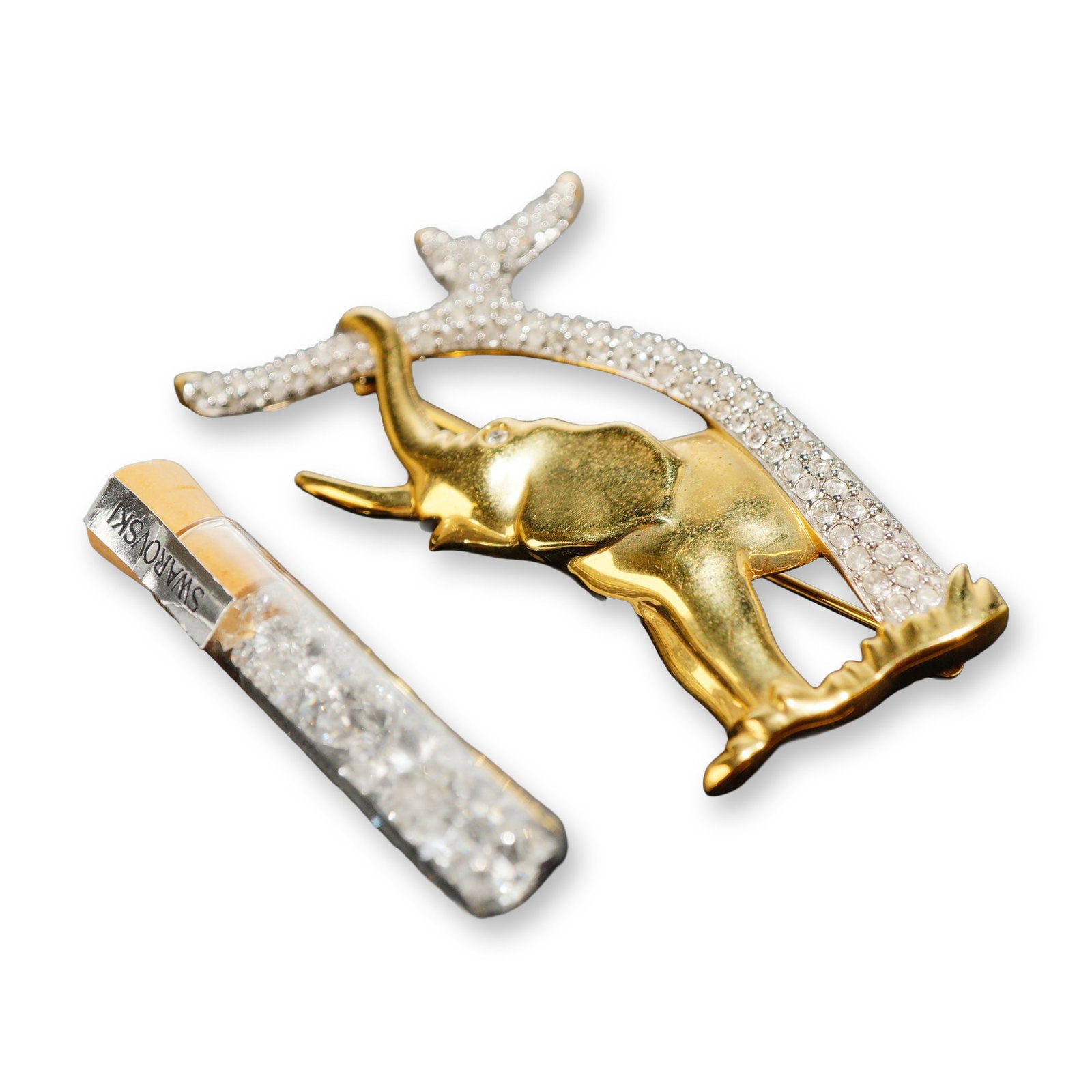 2pc Swarovski SCS Crystal Elephant Brooch and Vial (1 of 4)