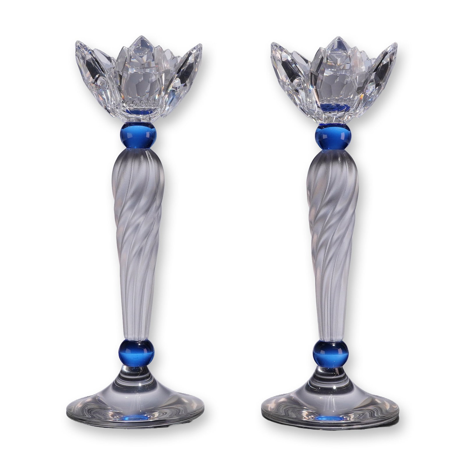 2pc Swarovski Blue Flower Crystal Candleholders (1 of 5)