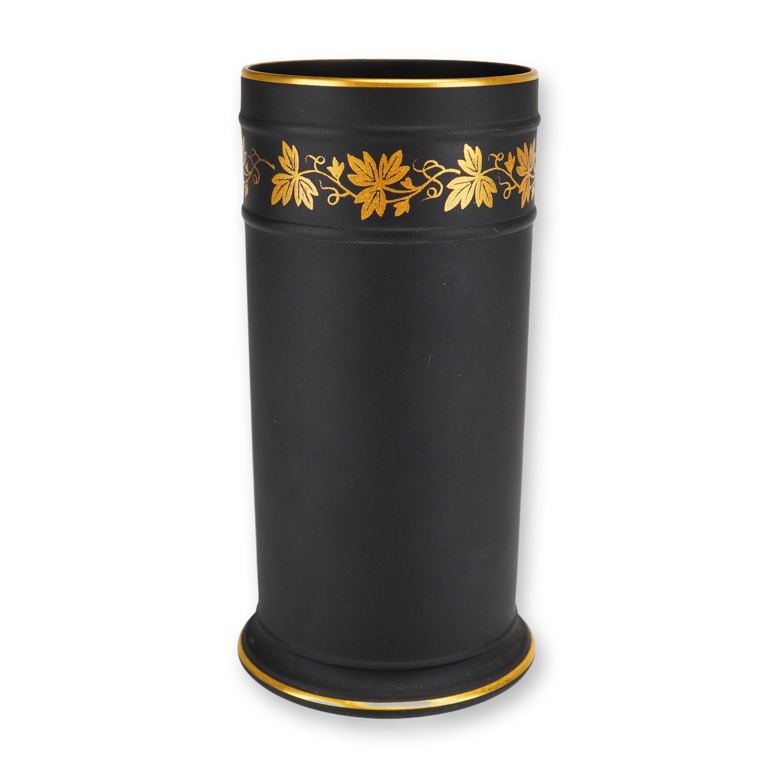 Wedgwood Black Basalt Gilded Spill Vase (1 of 2)