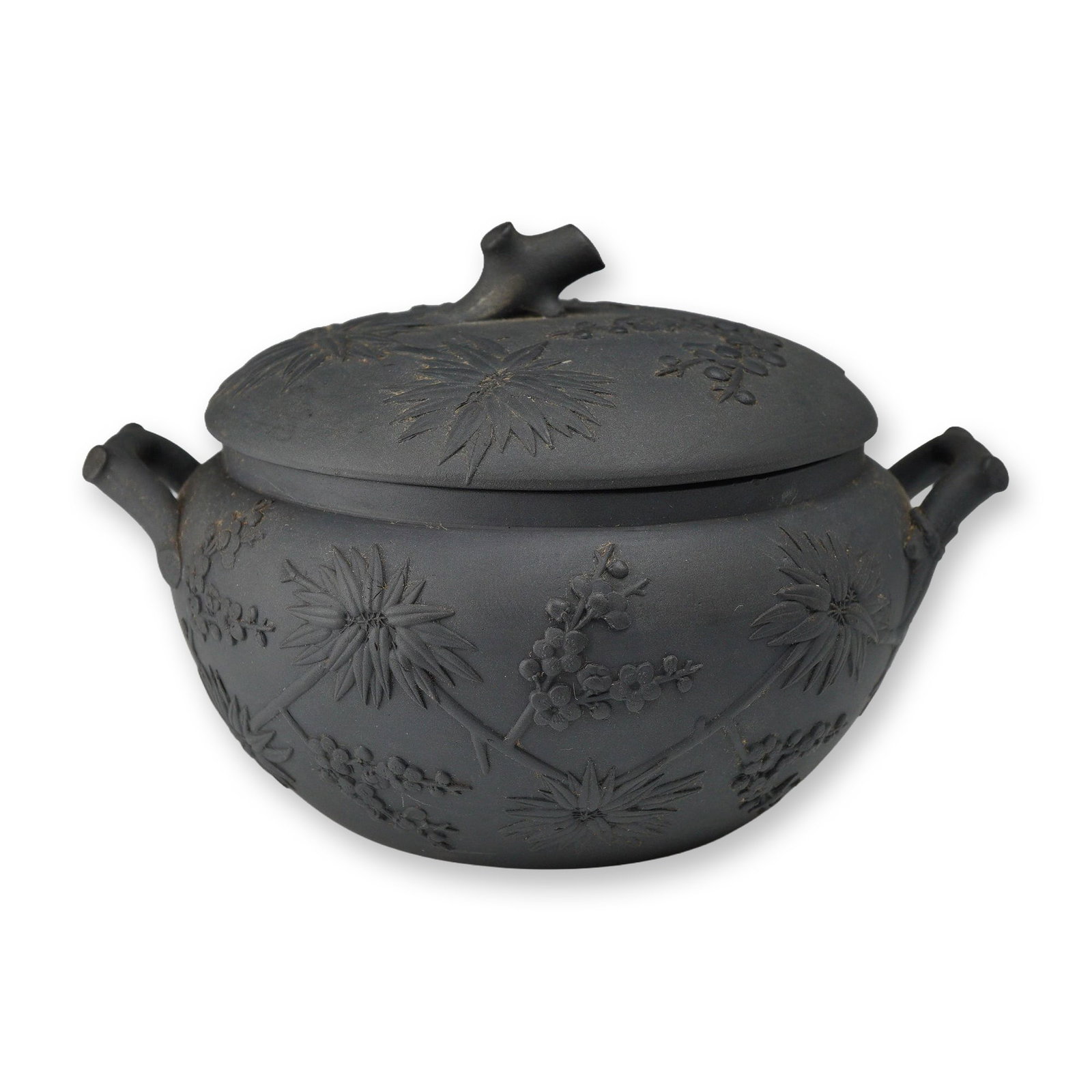 Wedgwood Black Basalt Japonisme Style Lidded Sugar Bowl (1 of 3)