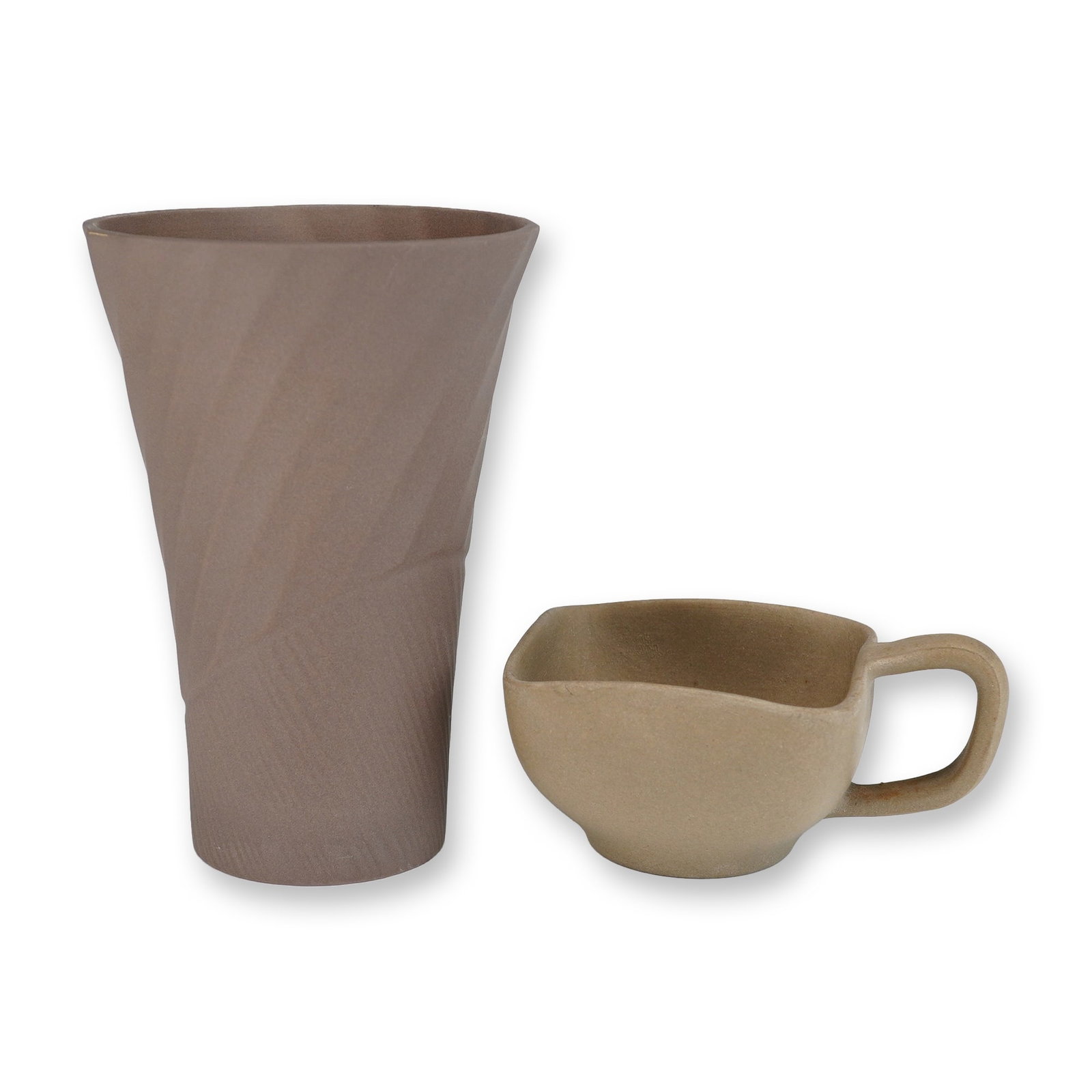 Two Wedgwood Earth Tone Stoneware Pieces, Spiral Vase and Small Mug (1 of 4)