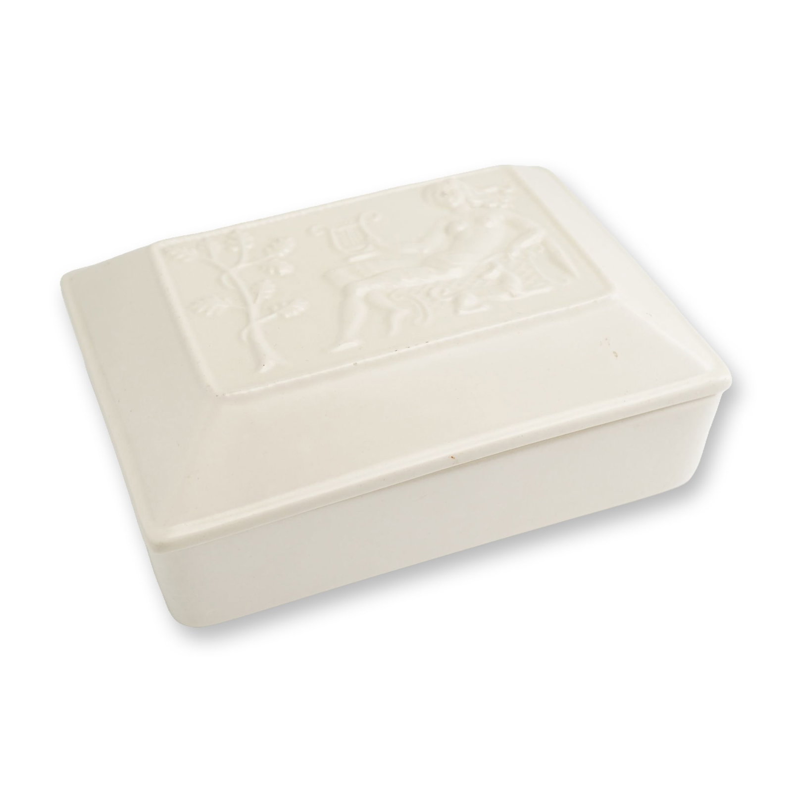 Wedgwood Queen's Ware Rectangular Lidded Box with Classical Relief (1 of 3)