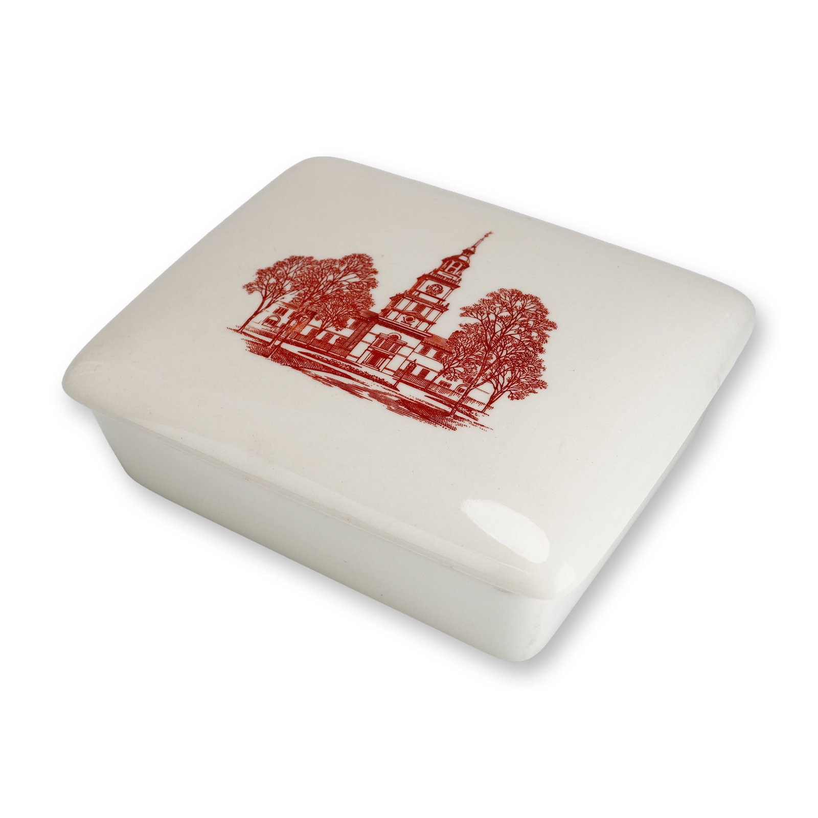 Wedgwood Independence Hall Red Transferware Ceramic Trinket Box (1 of 3)