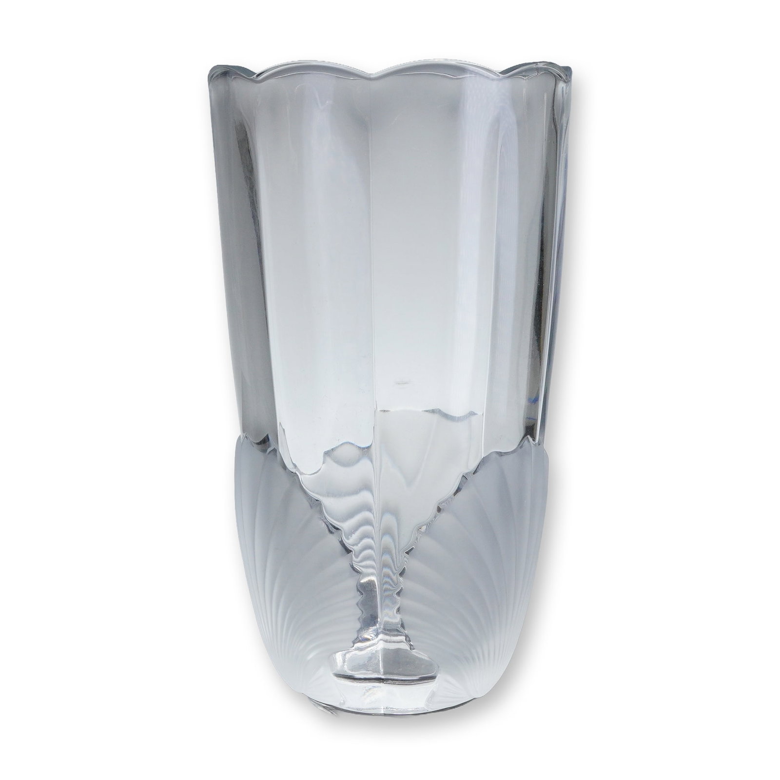 Tall Frosted Shell Motif Glass Vase (1 of 4)