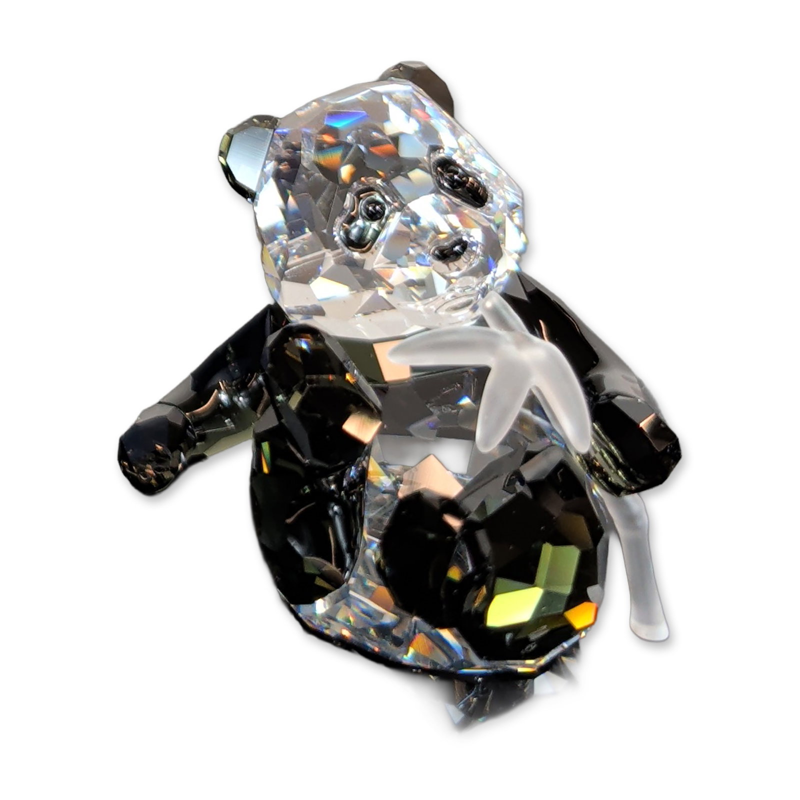 Swarovski SCS 2008 Annual Edition Figurine, Panda Cub: Swarovski Crystal Society (SCS). Panda Cub figurine in faceted lead crystal, part of the 2008 Endangered Wildlife annual edition series. The piece features a clear faceted crystal head with black crys