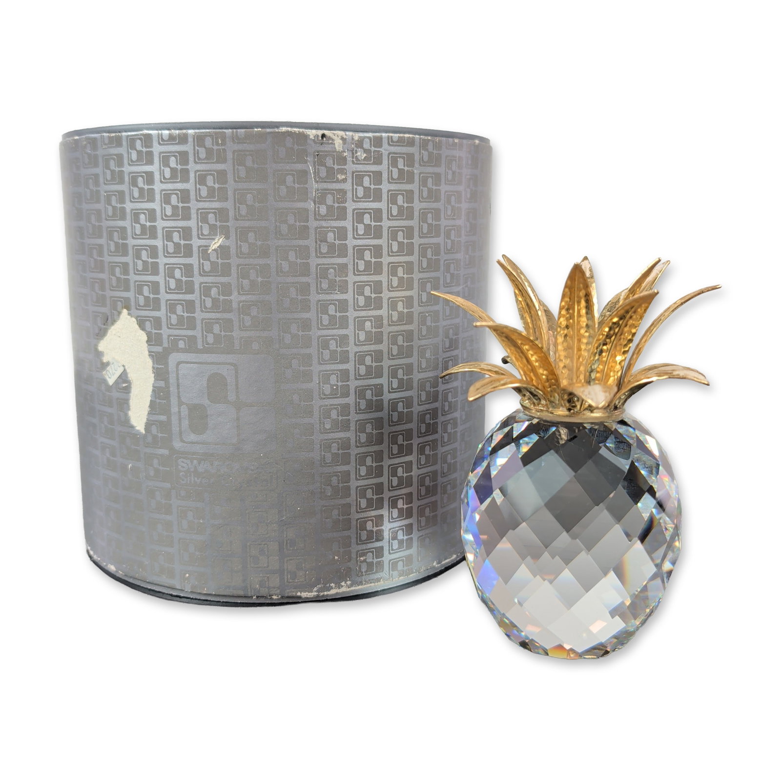 Swarovski Austrian Silver Crystal Gold-Tone Pineapple Figurine (1 of 6)