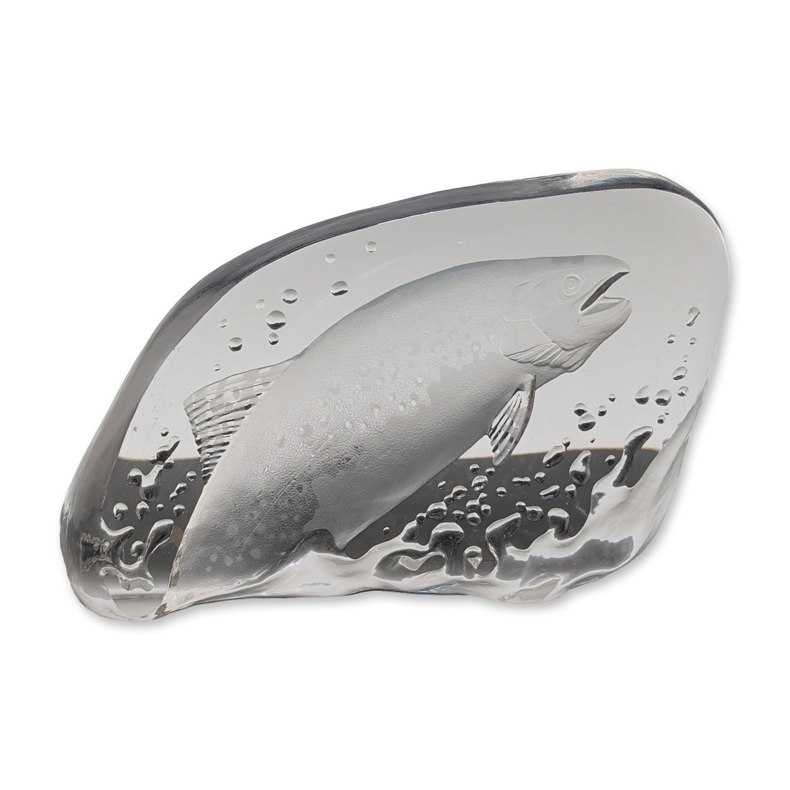 Mats Jonasson Swedish Full Lead Crystal Salmon Sculpture (1 of 6)