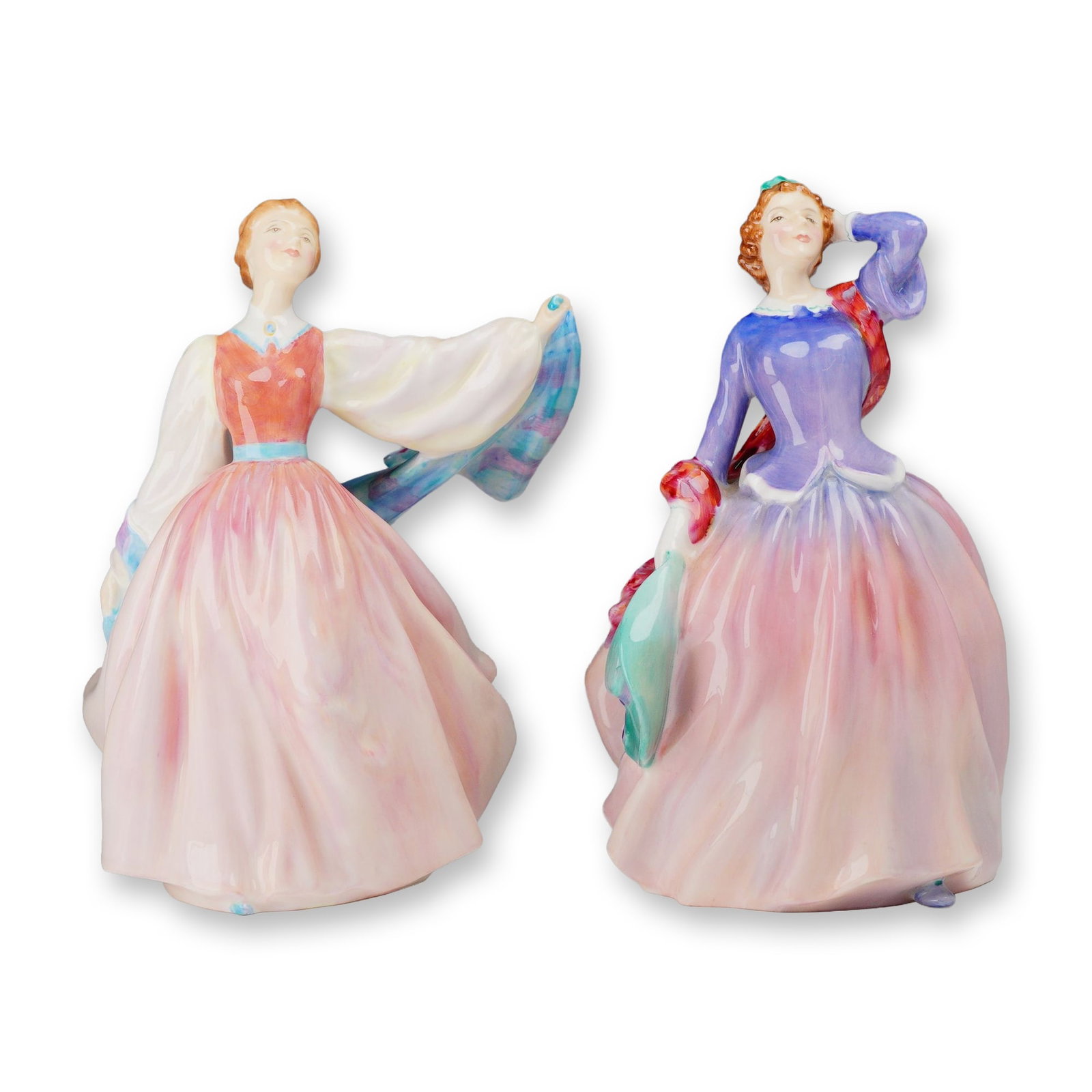2pc Royal Doulton Bone China Figurines, Blithe Morning HN2021 and Gay Morning HN2135 (1 of 3)