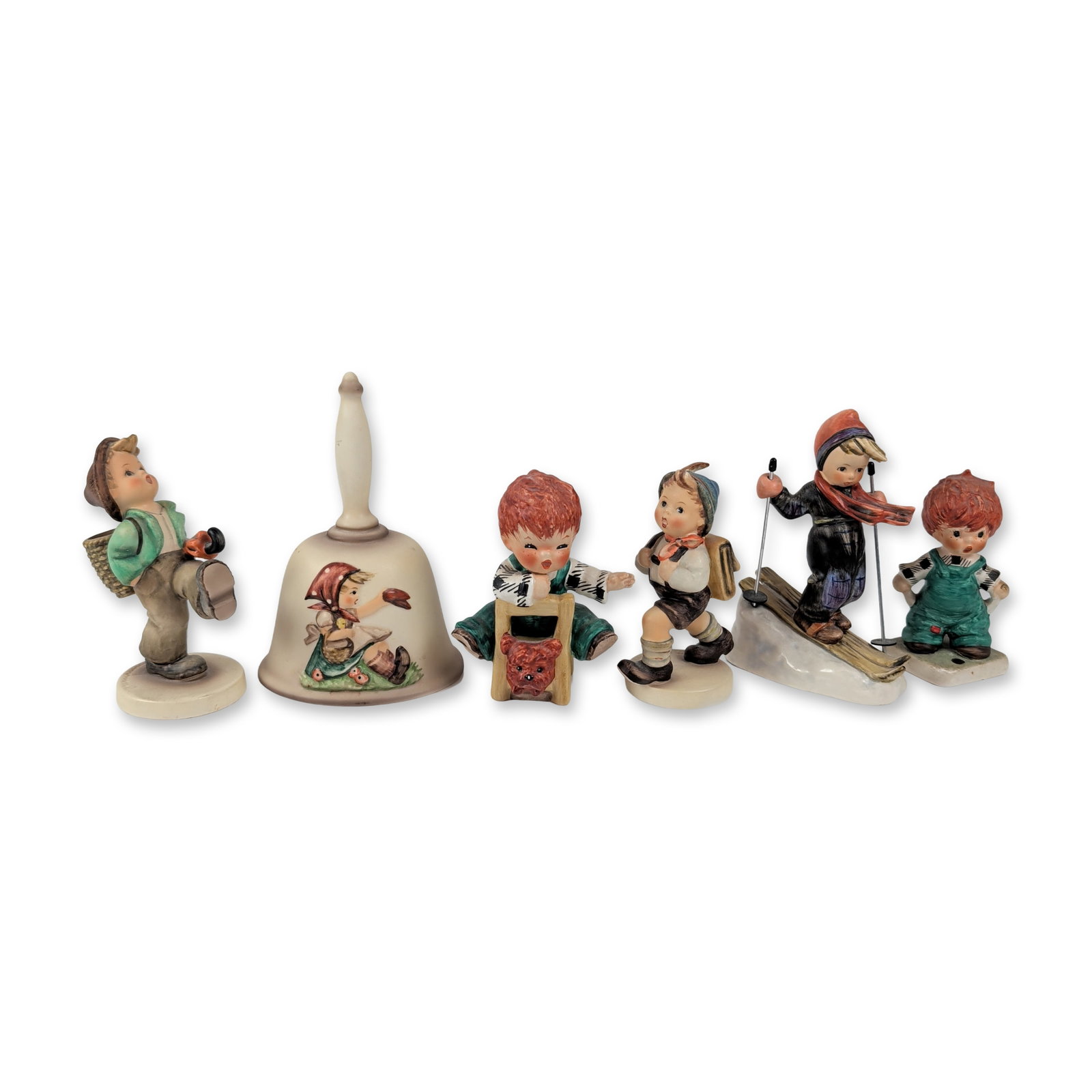 6pc Goebel Hummel West German Porcelain Figurines and Bell (1 of 7)