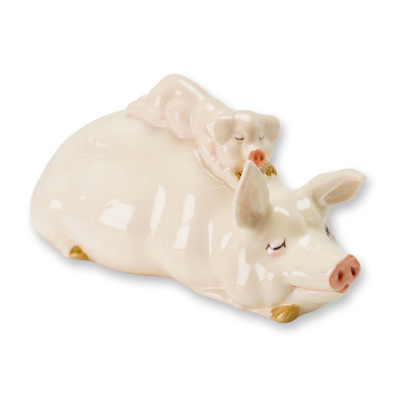 Beswick England Porcelain Mother Sow and Piglet Figurine, Piggyback (1 of 3)