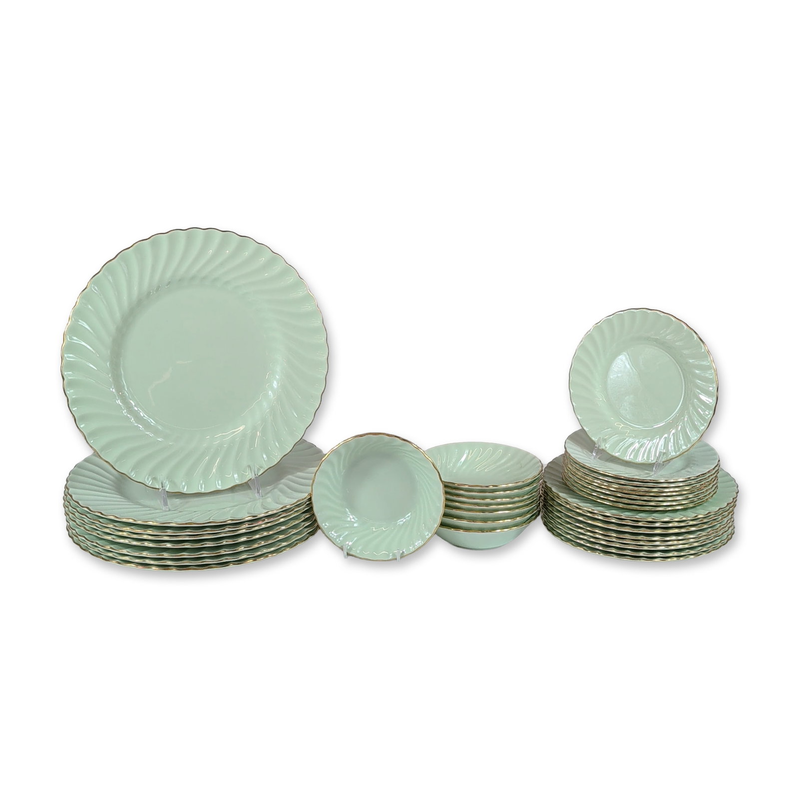 32pc Minton Bone China Dinnerware Plates, Shell Green and Gold (1 of 4)