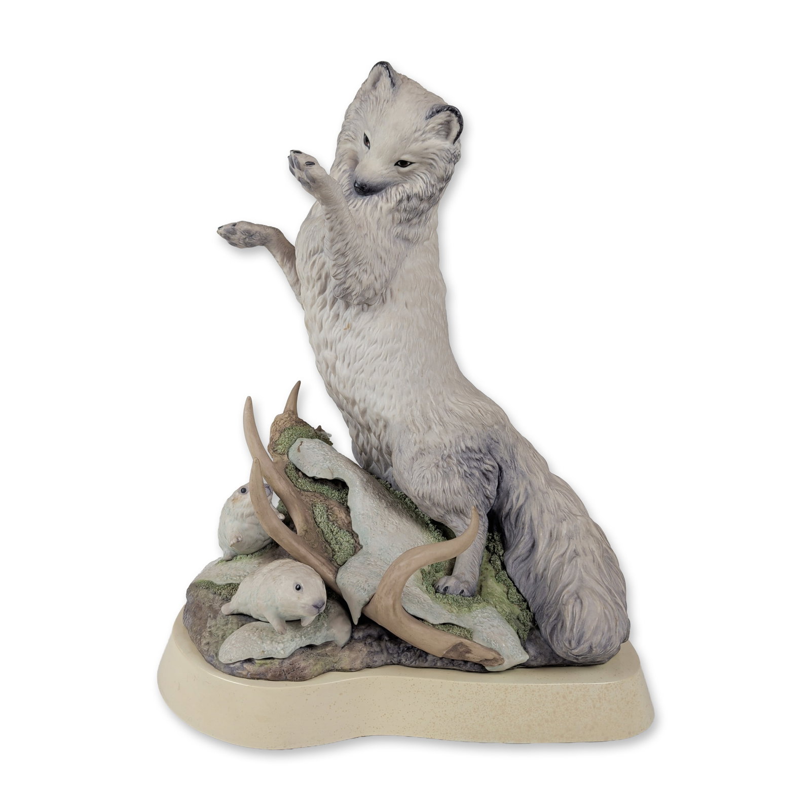 Cybis by Chuck Oldham Porcelain Sculpture with Base, Arctic Fox (1 of 5)