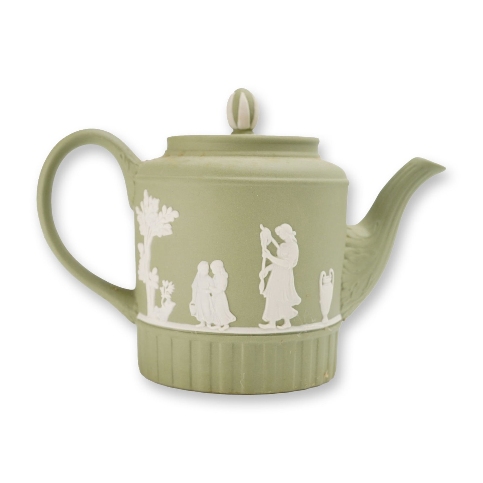 Wedgwood Sage Green Jasperware Miniature Lidded Teapot (1 of 3)