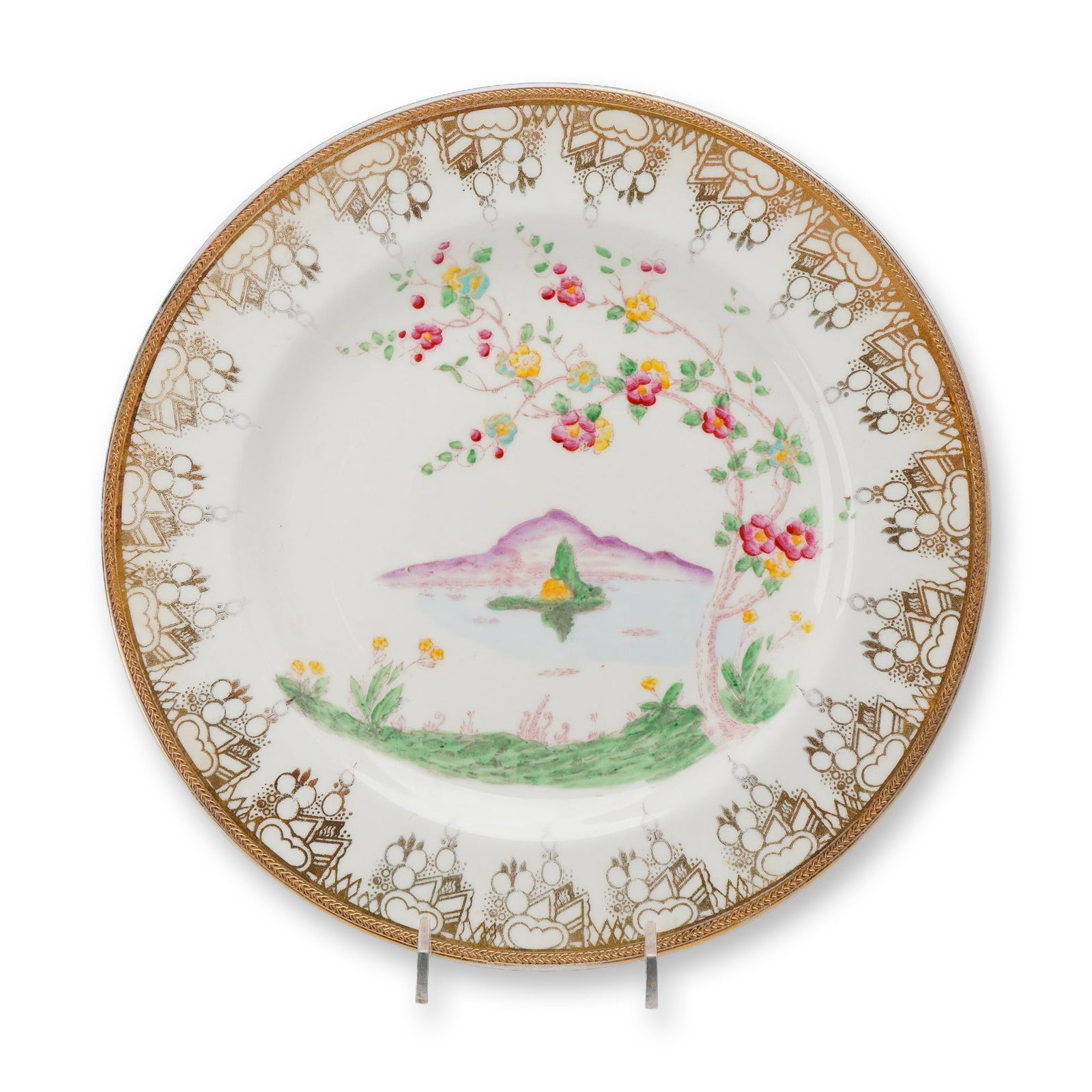 Wedgwood Hand Painted Bone China Chinoiserie Landscape Plate ca 1920 Rubin Collection (1 of 2)