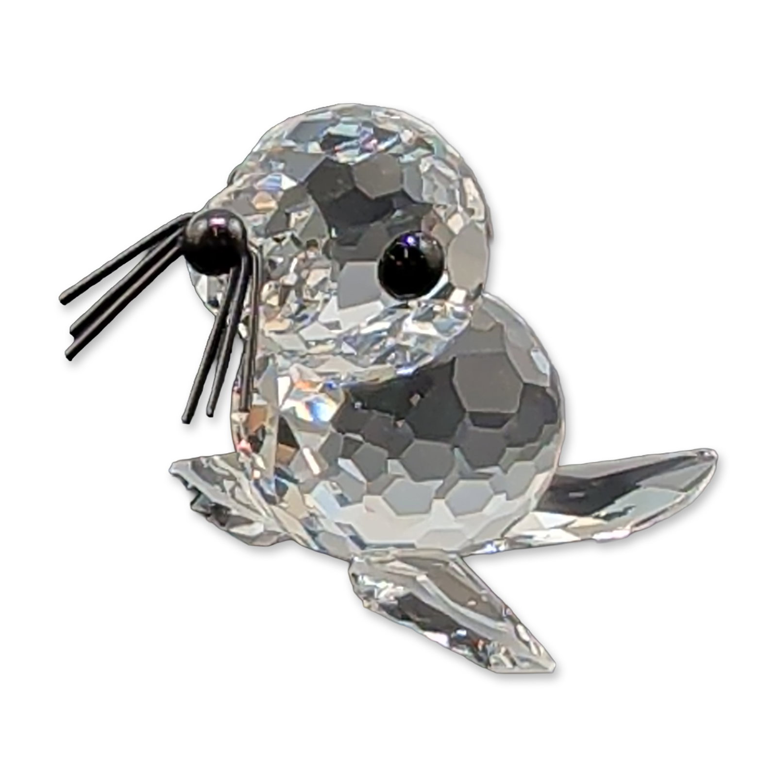 Swarovski Silver Crystal Figurine, Miniature Seal with Black Whiskers (1 of 5)