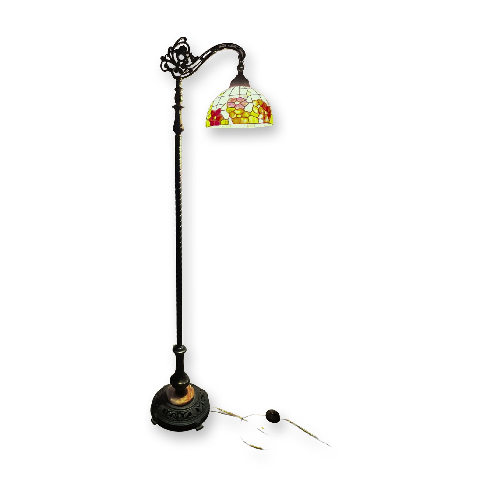 Tiffany Style Cast Metal Bridge Arm Floor Lamp (1 of 4)