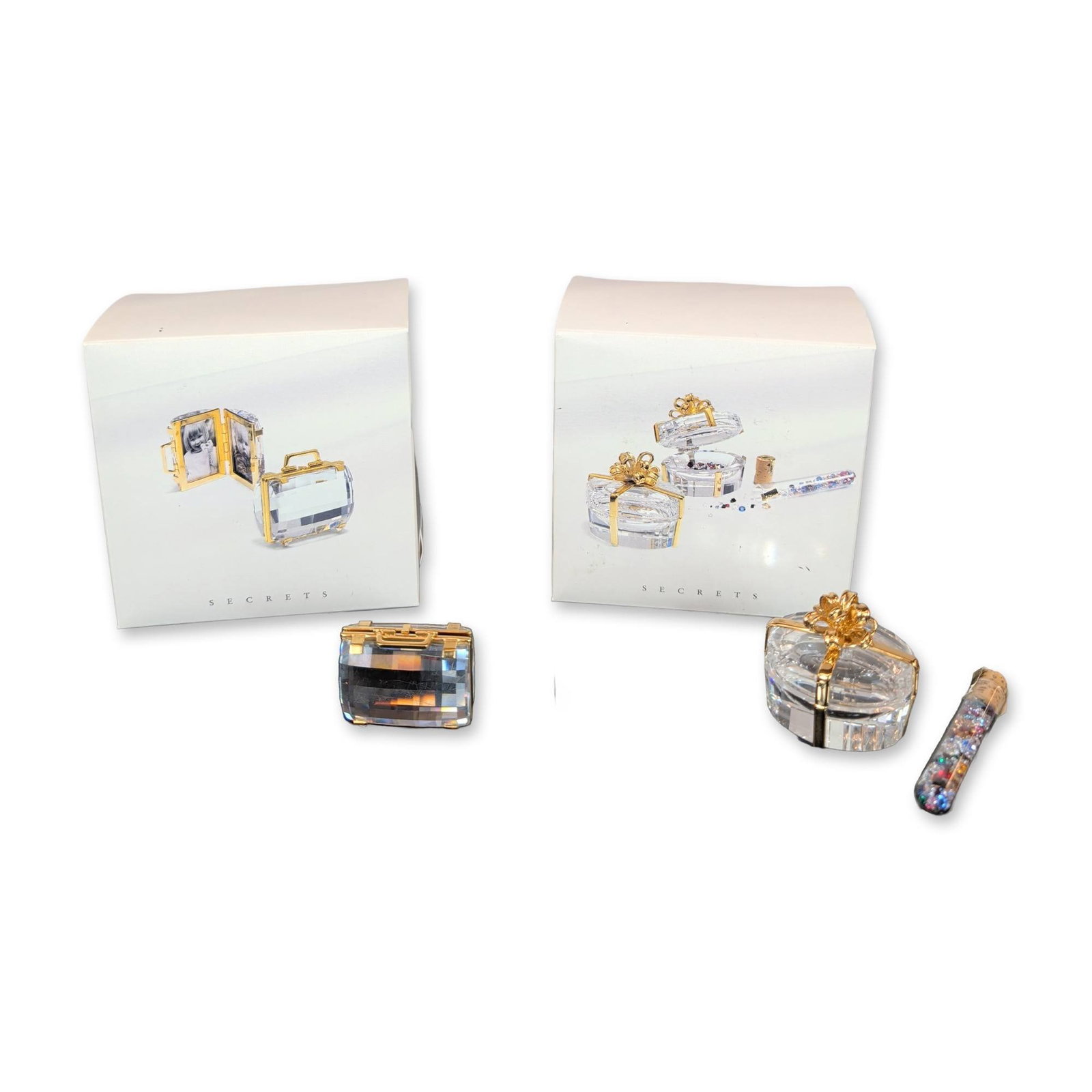 Two Swarovski Crystal Secrets Decorative Trinket Boxes and Crystal Vial (1 of 5)