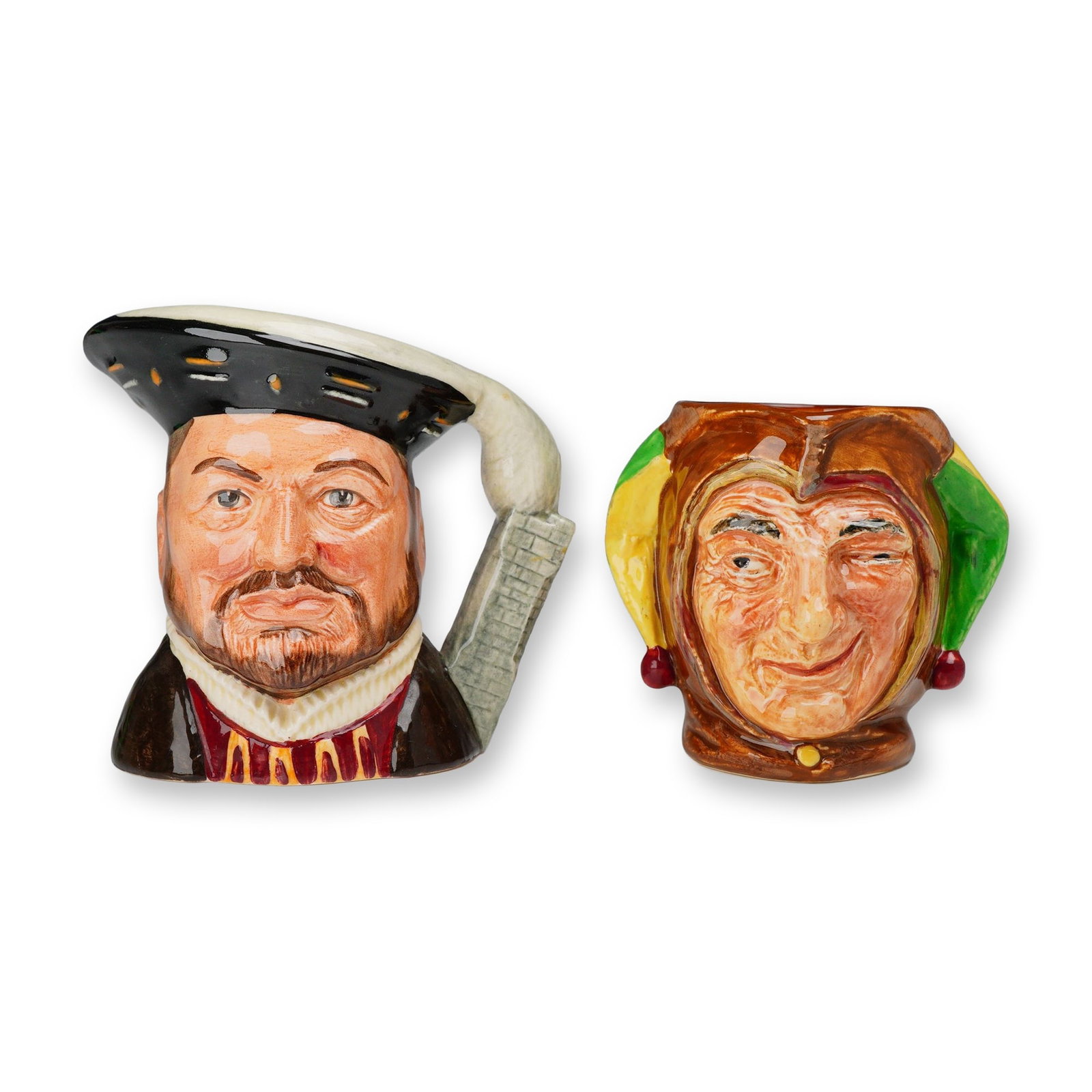 2pc Royal Doulton Character Jugs, Henry VIII D6647 and Jester D5556 (1 of 3)
